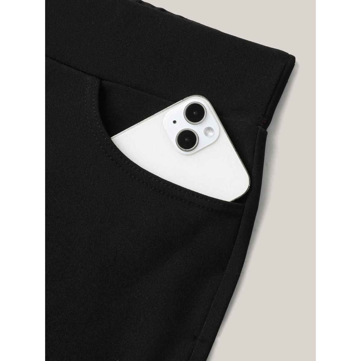 Plus Size Scalloped Laser Cut Bootcut Pants Women Black Elegant Bootcut Mid Rise Everyday-Elegant Pants BloomChic 28/5X Product Image