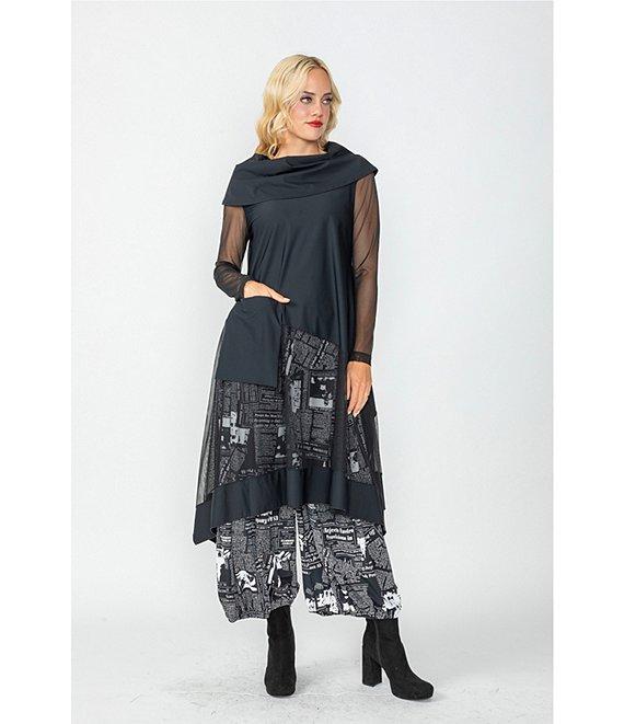 IC Collection Knit Newspaper Print Side Leg Balloon Pant Product Image