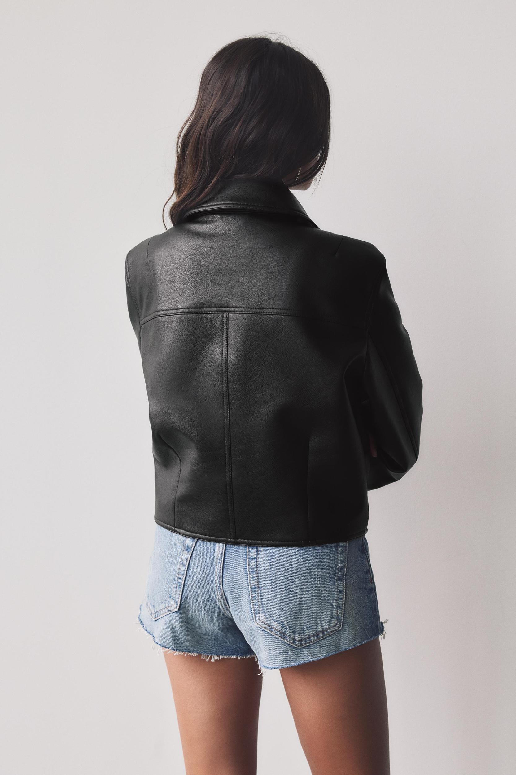 Cropped faux leather jacket Product Image