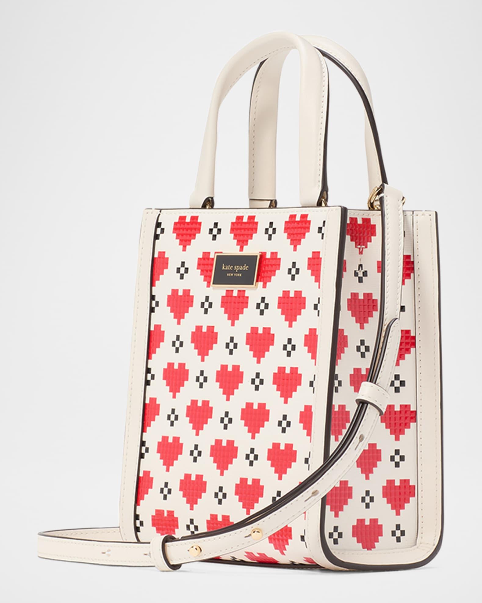 manhattan mini pixel heart leather tote crossbody bag Product Image