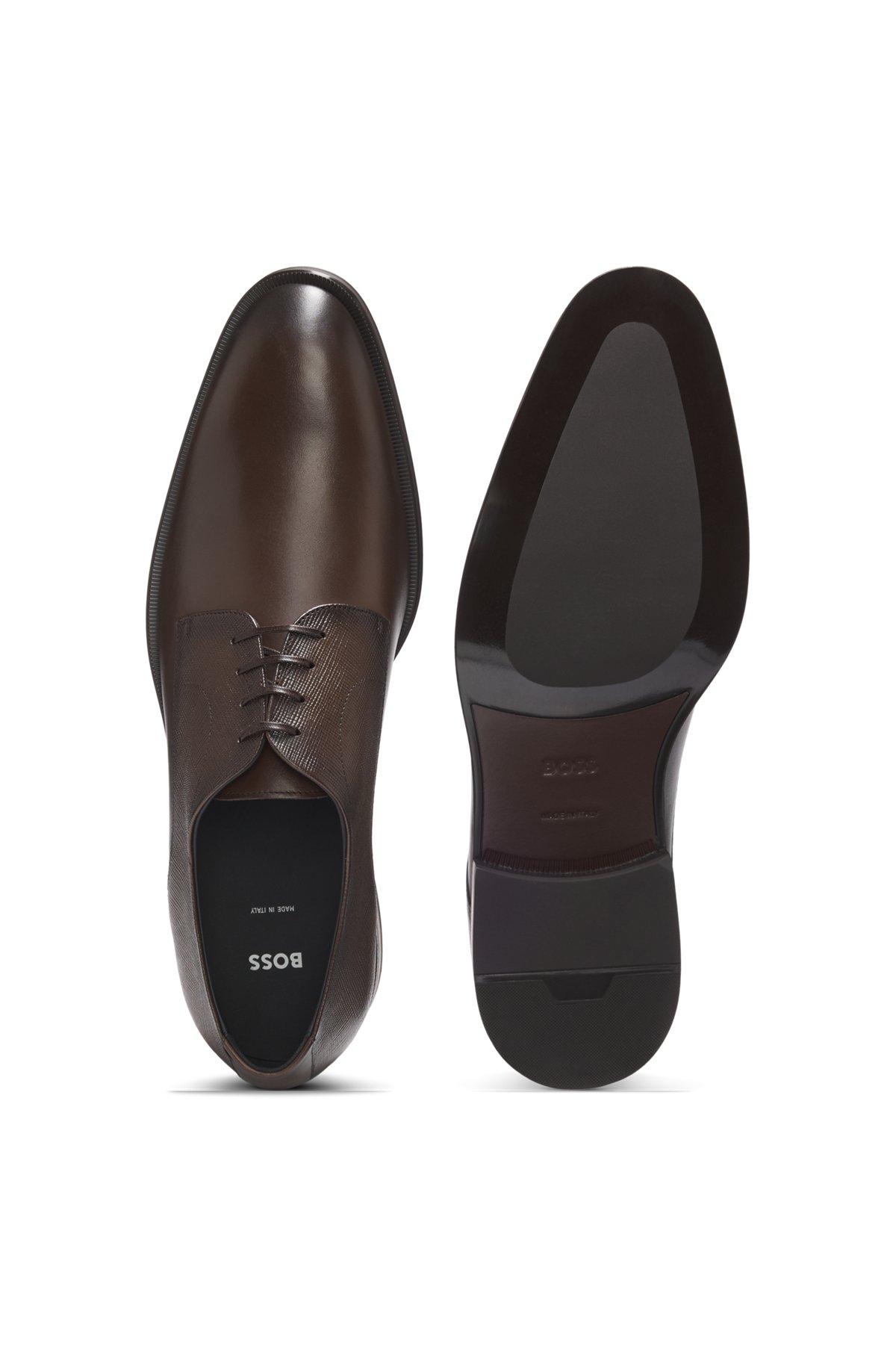 Derby shoes in textured and smooth leather Product Image