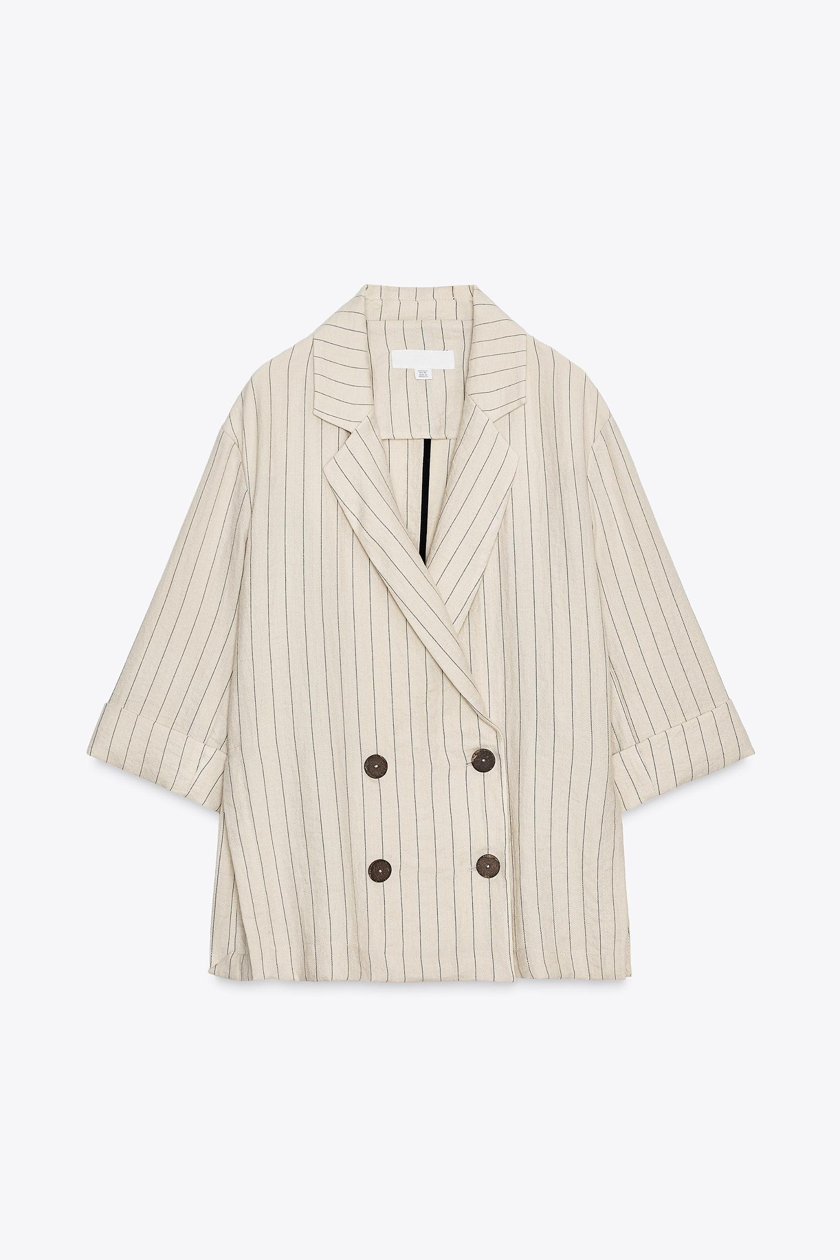 STRIPED DOUBLE BREASTED BLAZER Product Image