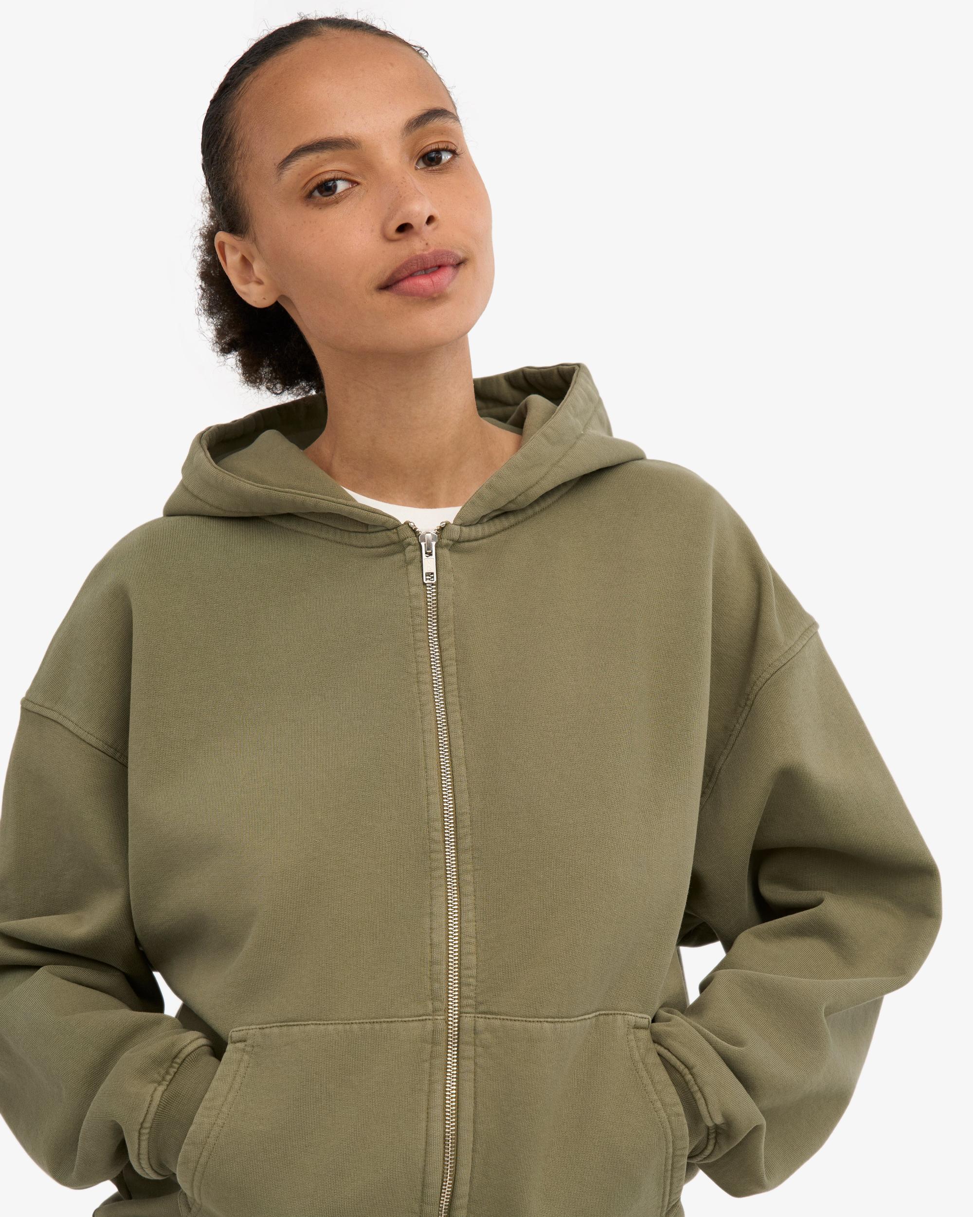 Organic Oversized Zip Hood - Dusty Olive Product Image