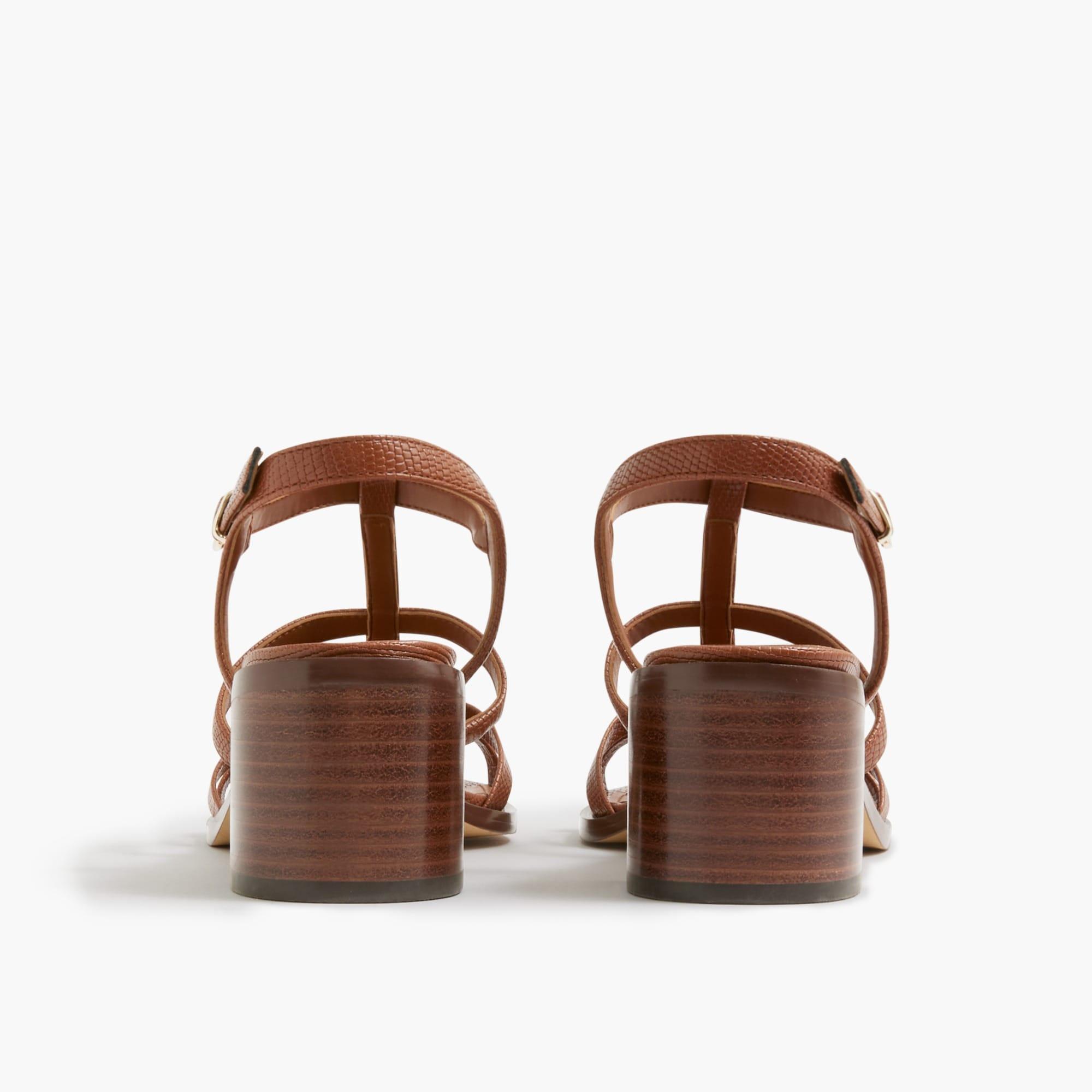 Textured T-strap heeled sandals Product Image