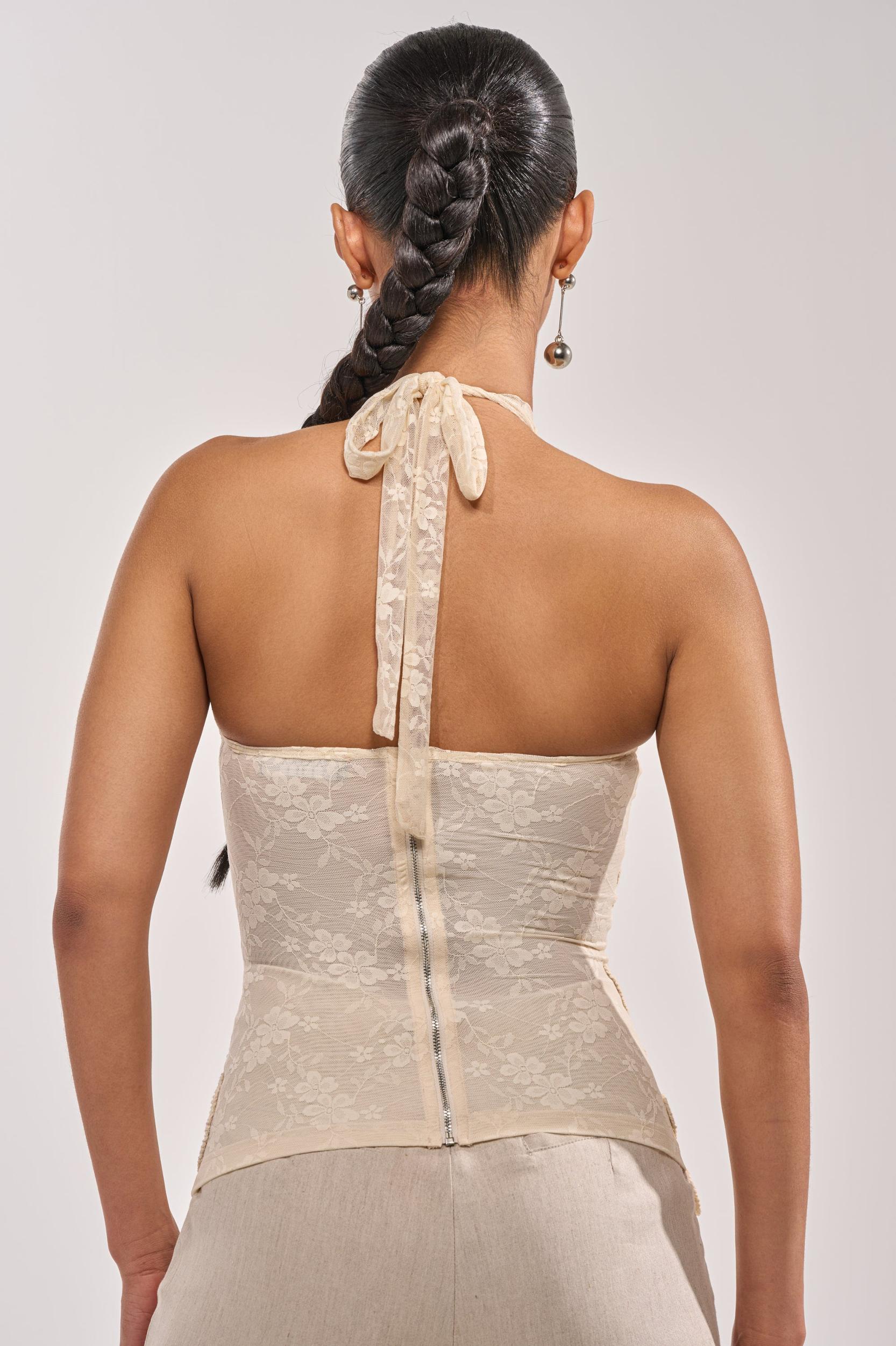 SANDY BEACHES MESH EMBROIDERED TOP Product Image