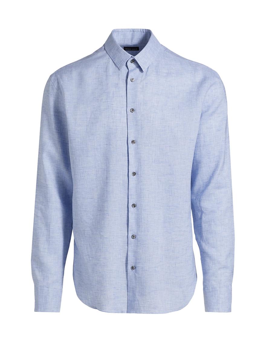 Mens Micro-Houndstooth Linen Sport Shirt Product Image