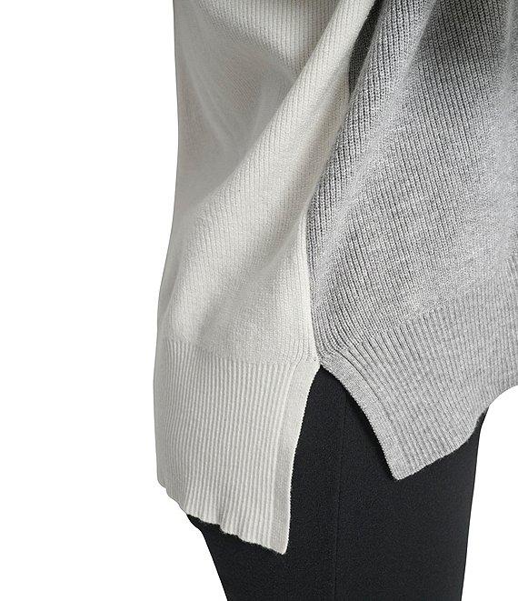 DKNY by Donna Karan Colorblock V-Neck Long Sleeve Sweater Product Image