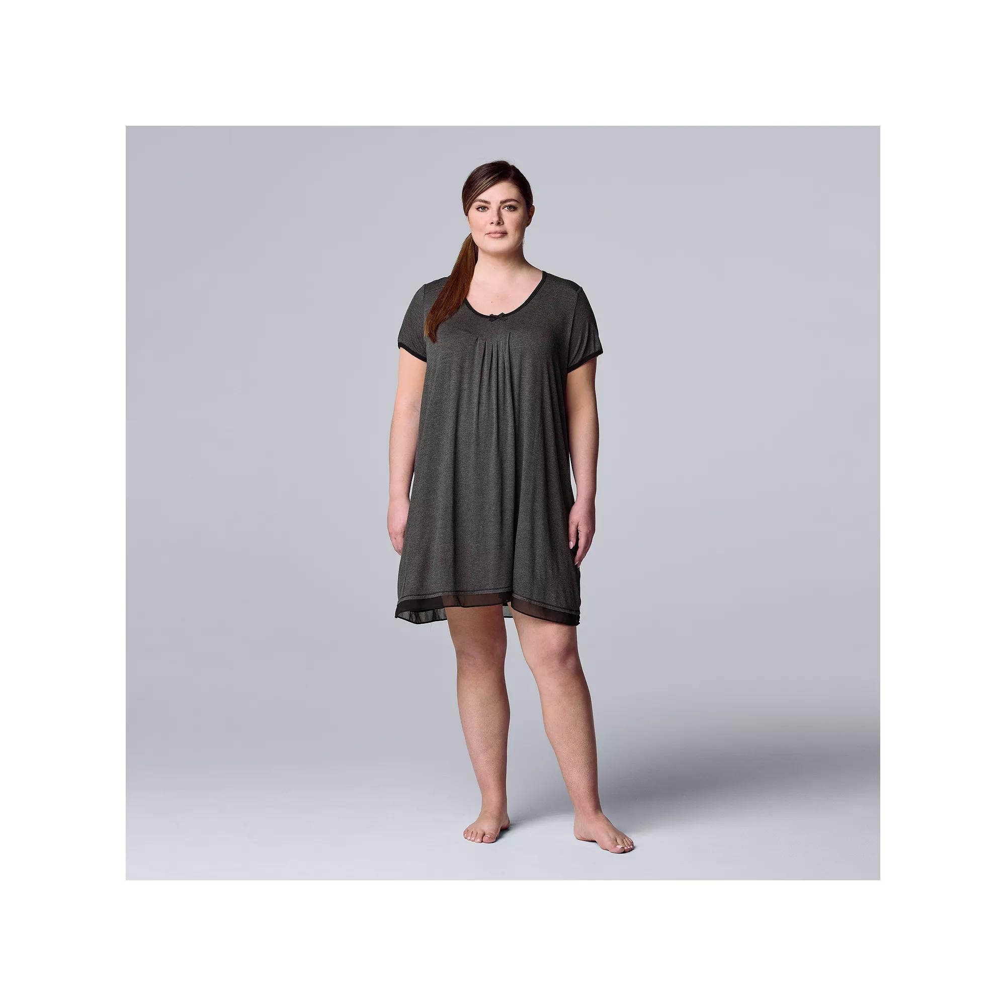 Plus Size Simply Vera Vera Wang Basic Luxury Sleepshirt, Women's, Size: 3XL, Heather Grey Product Image