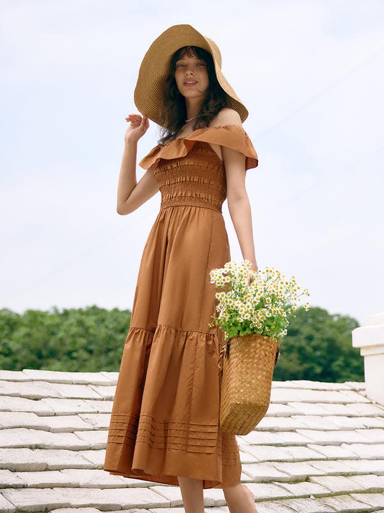 Ruffle Off Shoulder Women Maxi Dress Product Image