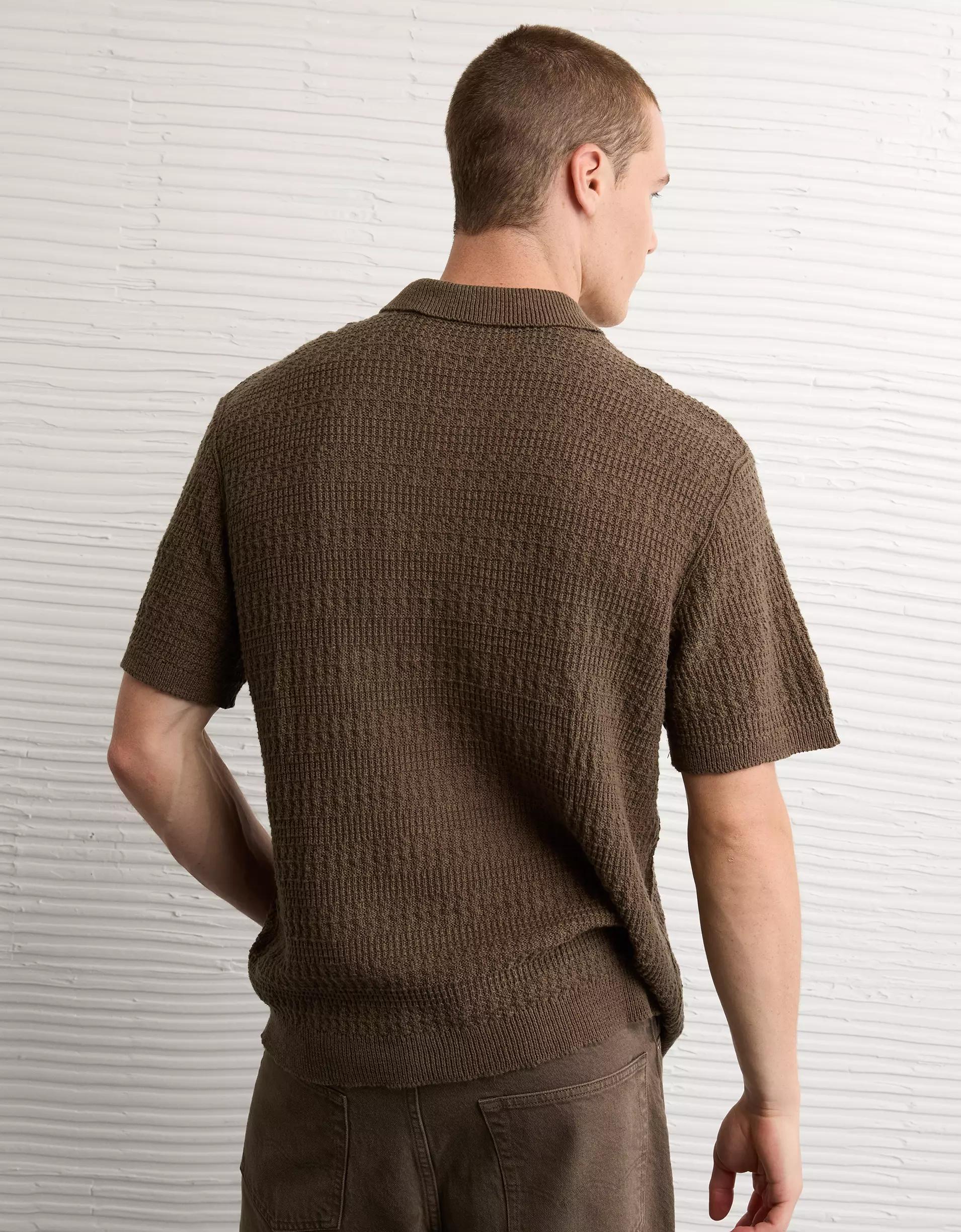 AE Weekend Button-Up Sweater Polo Shirt Product Image