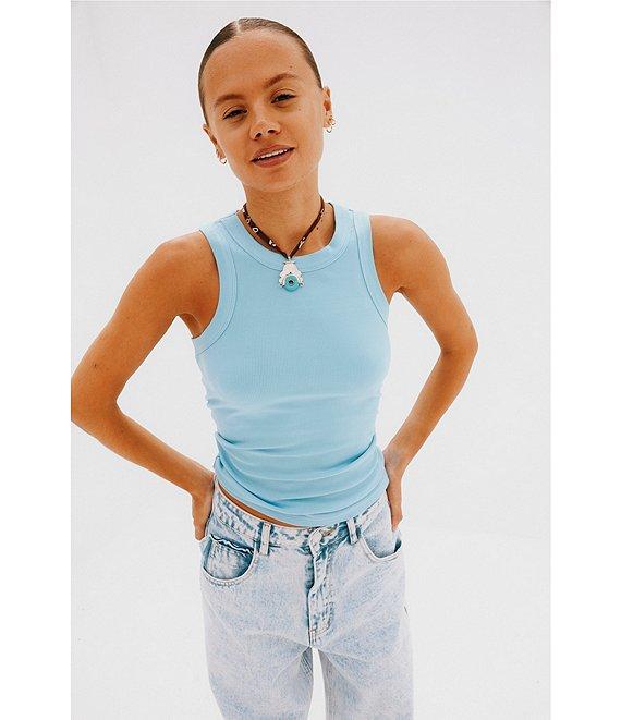 Never Fully Dressed Ribbed Metallic Crew Neck Sleeveless Tank Top Product Image