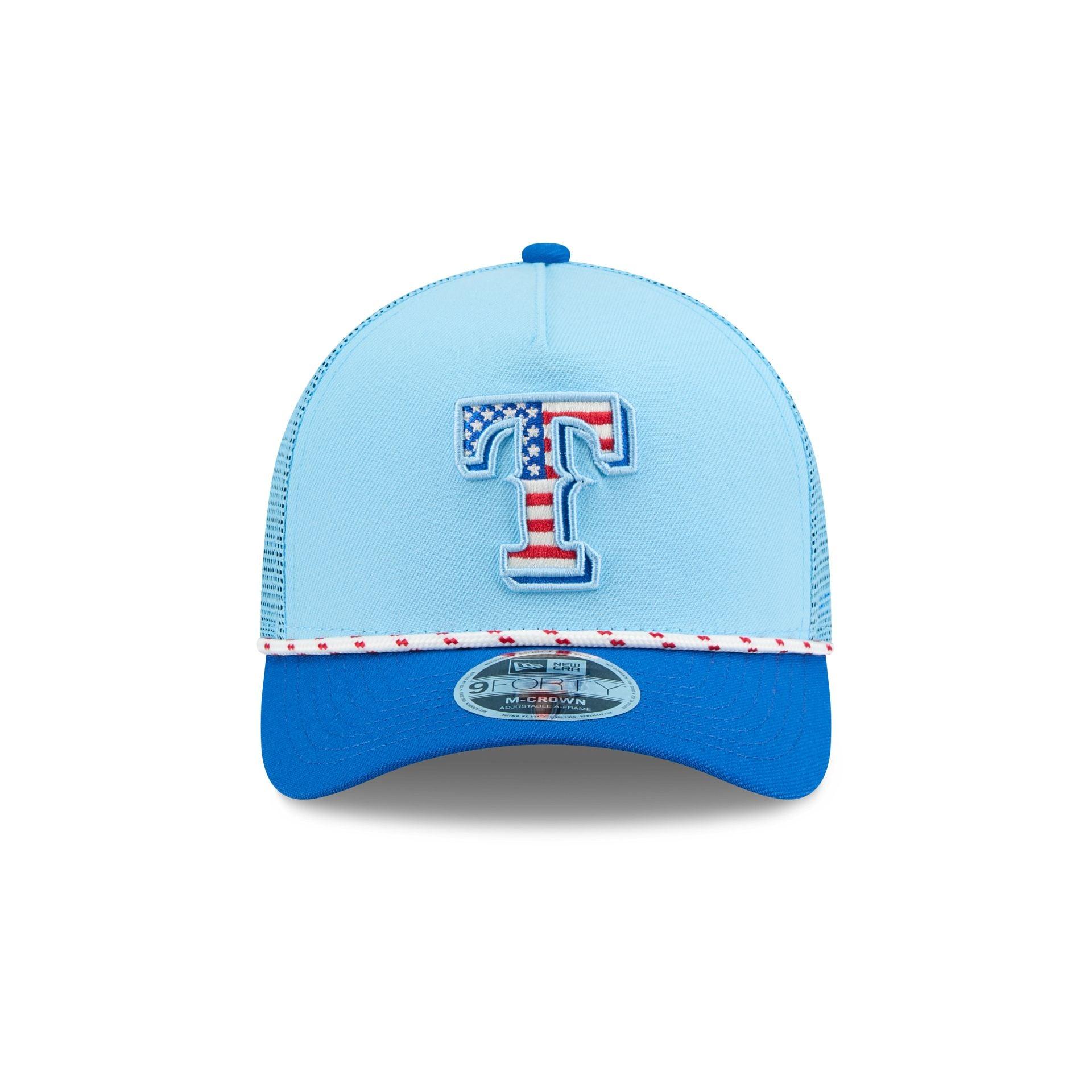 Texas Rangers Independence Day 2025 9FORTY M-Crown A-Frame Trucker Hat Male Product Image