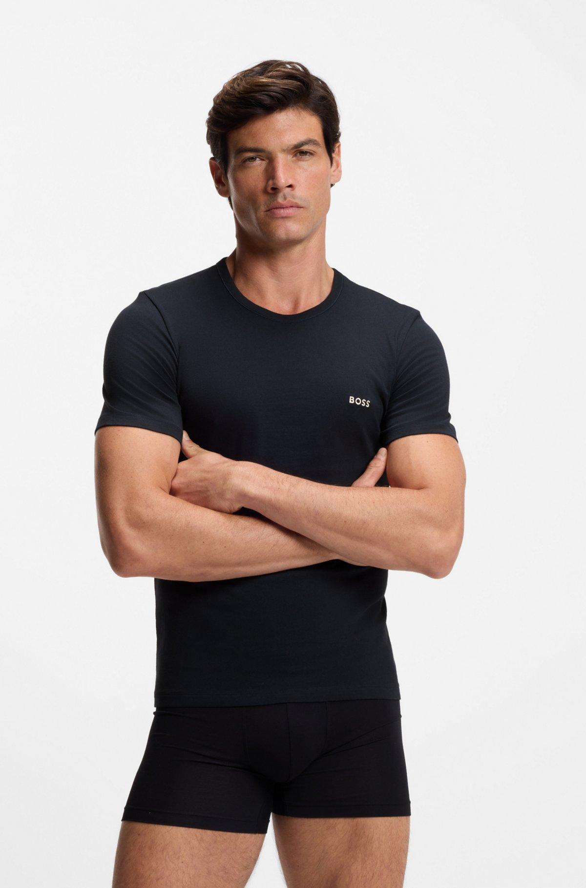 Three-pack of cotton T-shirts with logo embroidery Product Image