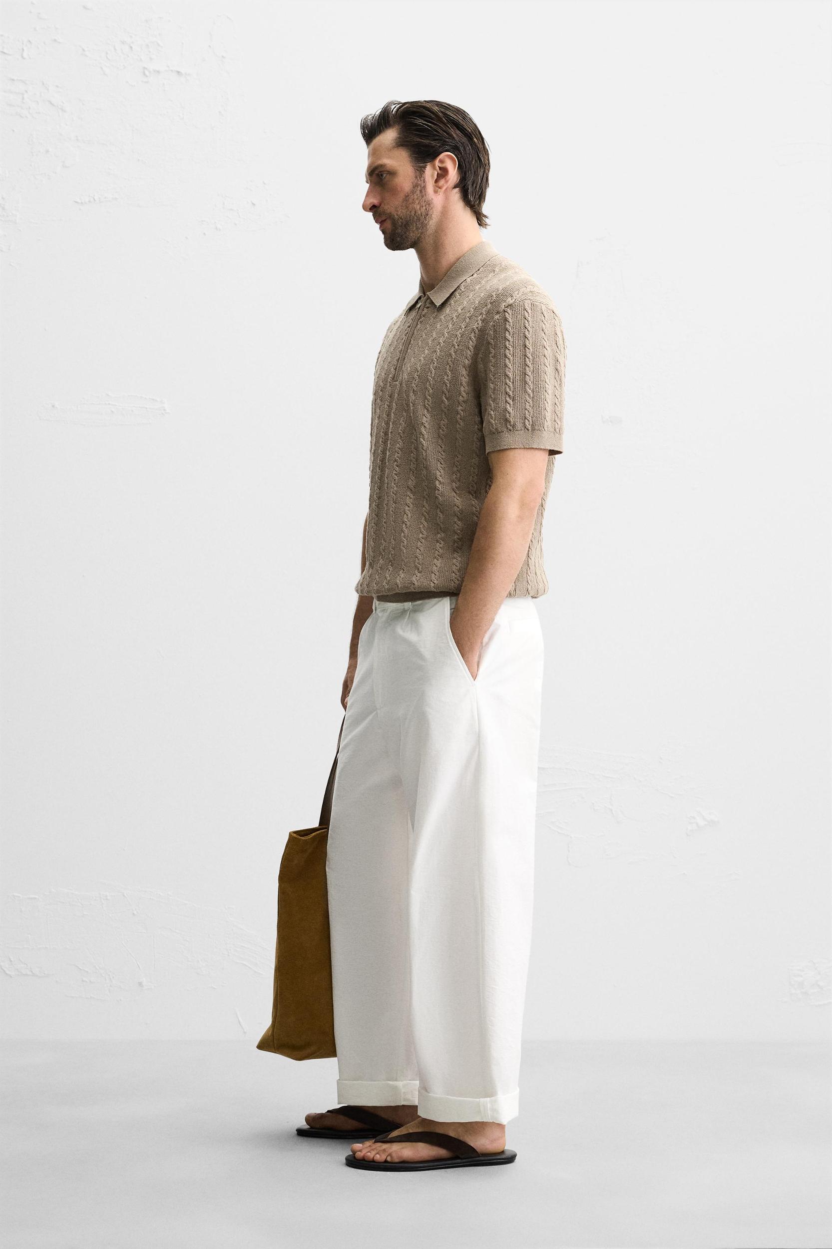 CABLE KNIT POLO SHIRT Product Image