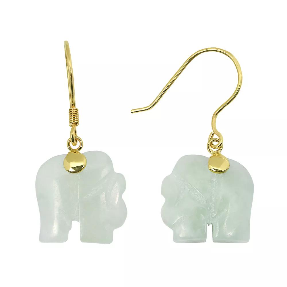 PearLustre by Imperial Jade 10k Gold Elephant Drop Earrings, Women's, Green Product Image