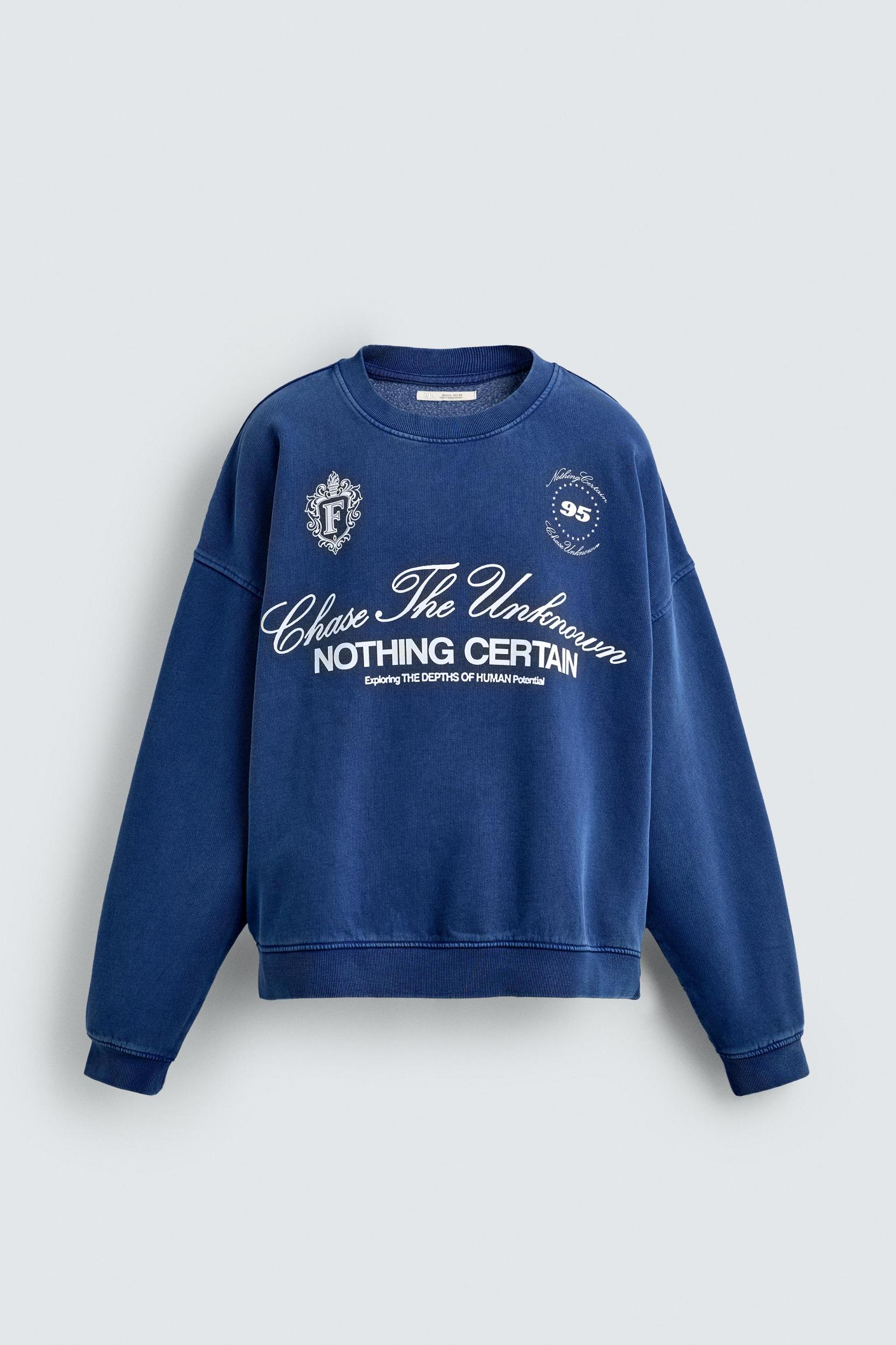 BOXY FIT PRINTED TEXT SWEATSHIRT Product Image