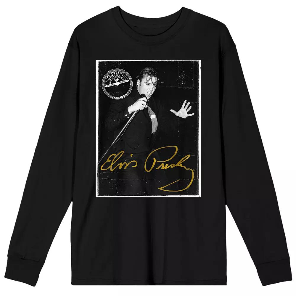 Men's Sun Records Elvis Presley Long Sleeve Graphic Tee, Size: XXL, Black Product Image