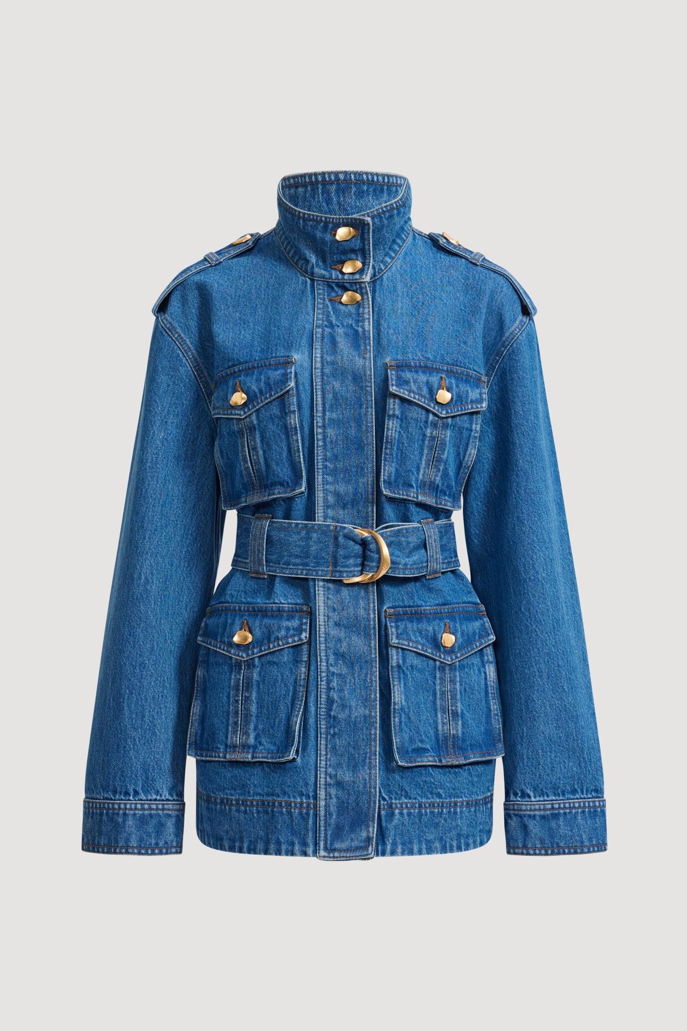 Loxley Denim Trench Jacket-MID WASH BLUE / 4 Product Image
