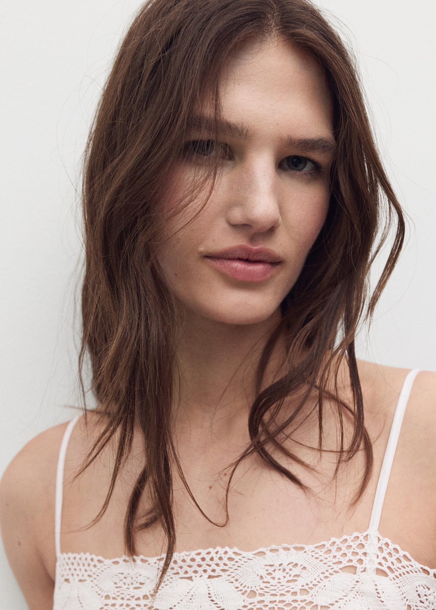 Cotton lace nightgown - Women | MANGO USA Product Image