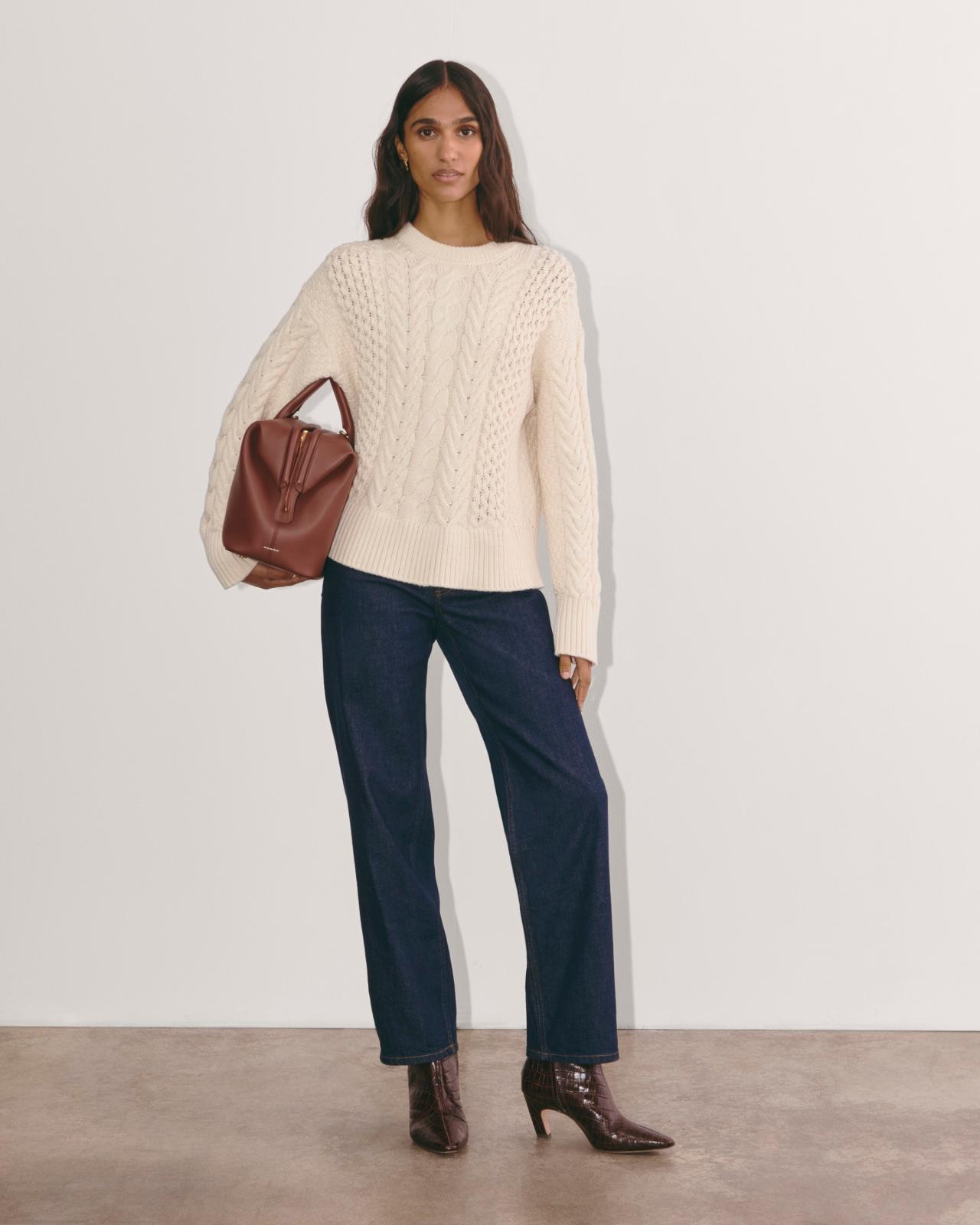 Womens Cable Sweater in Everyday Cotton by Everlane Product Image