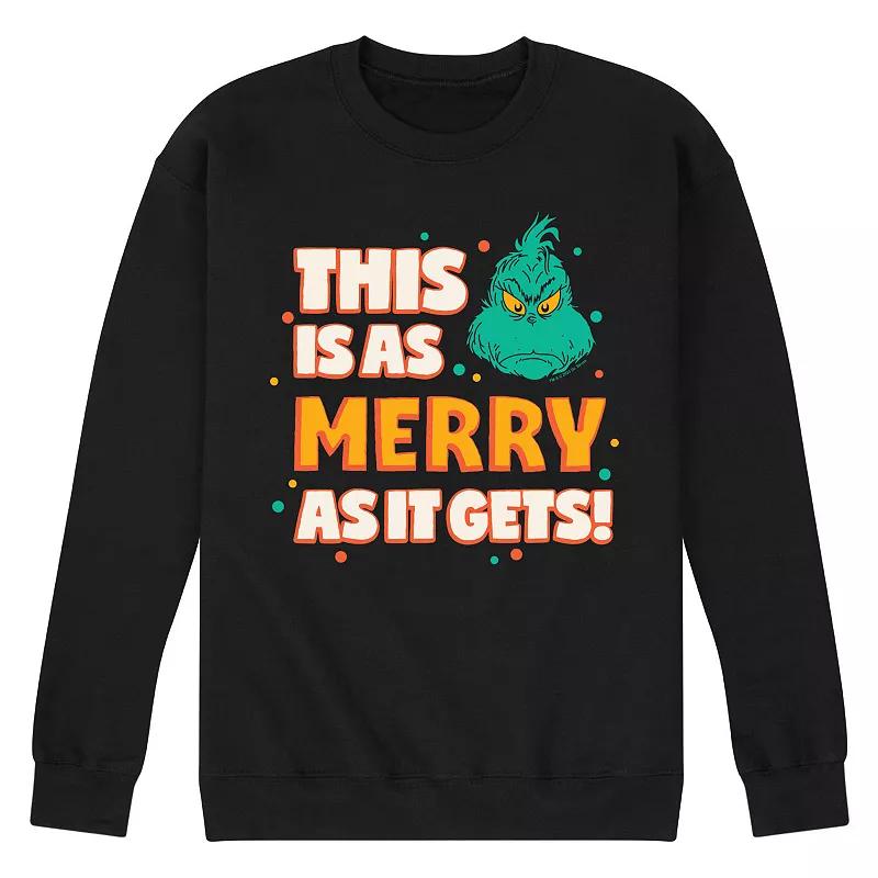 Mens Dr. Seuss The Grinch As Merry As It Gets Fleece Sweatshirt Product Image