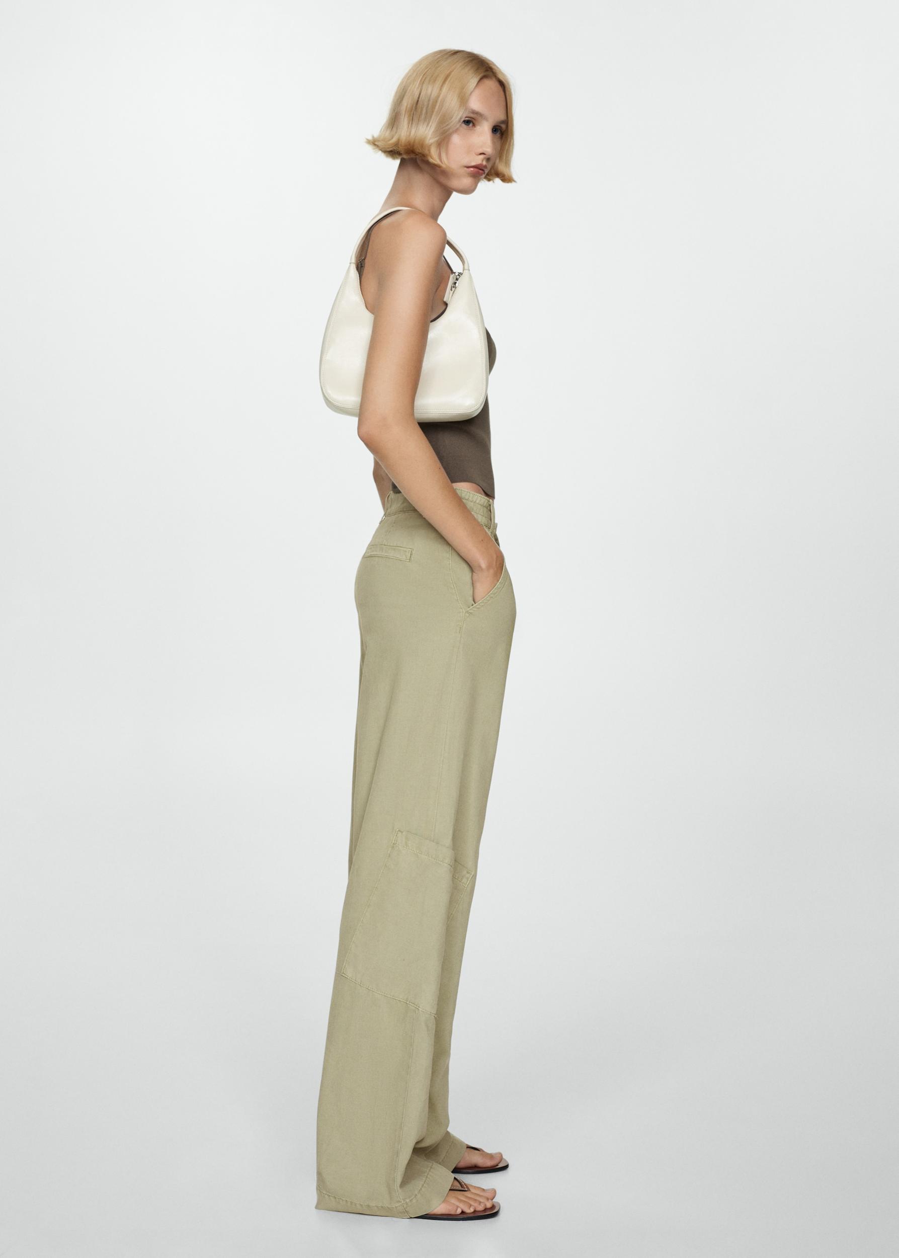 Lyocell pants with adjustable drawstring - Women | MANGO USA Product Image