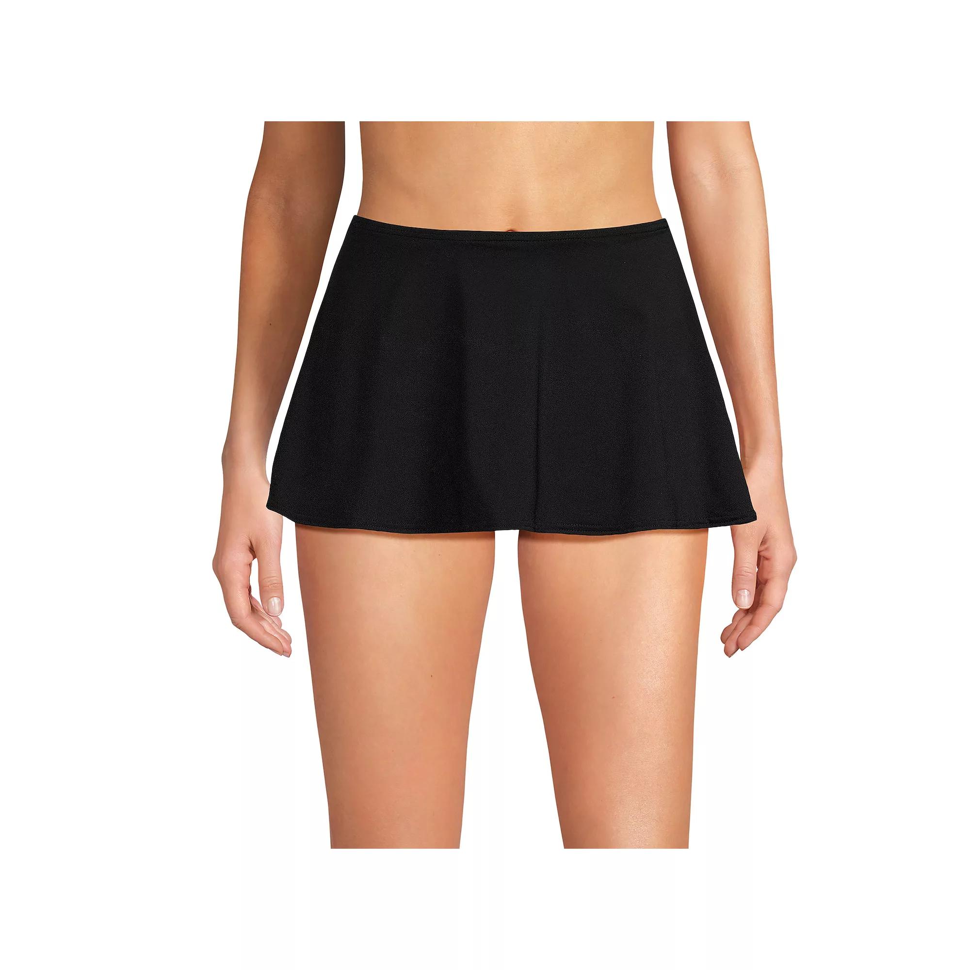 Women's Lands' End Chlorine Resistant High-Waisted Mini Swim Skirt, Size: 16, Black Product Image