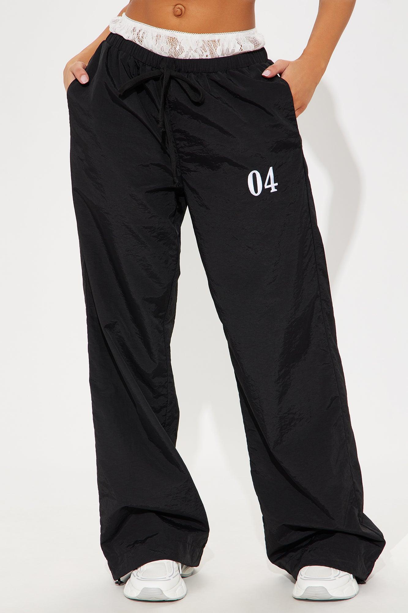 Averil Double Waistband Windbreaker Jogger - Black Product Image