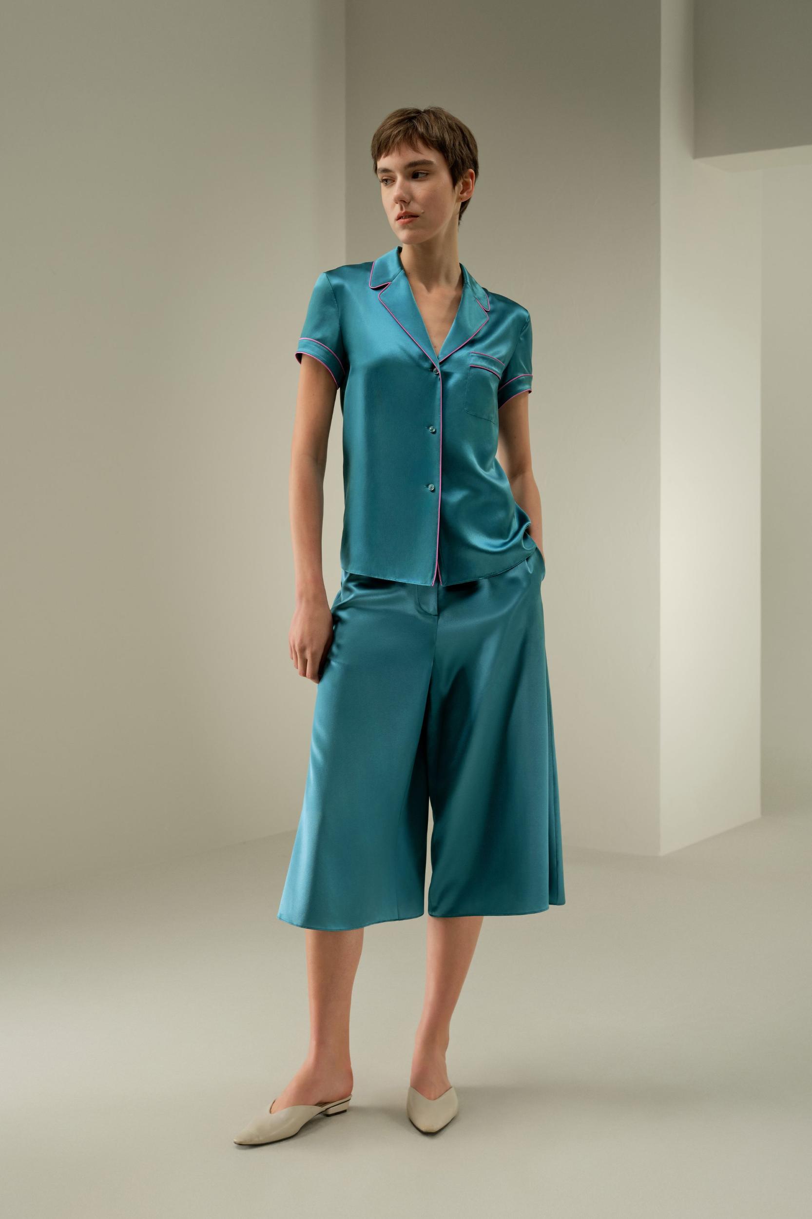 LSxES Contrast-Trimmed Silk Shirt Product Image