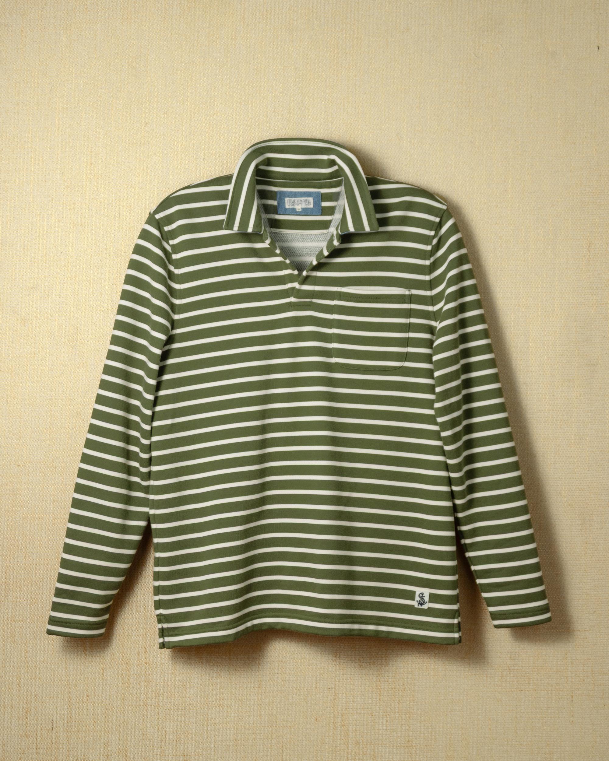 Acadia Polo in Olive/Cream Loopback Terry Product Image