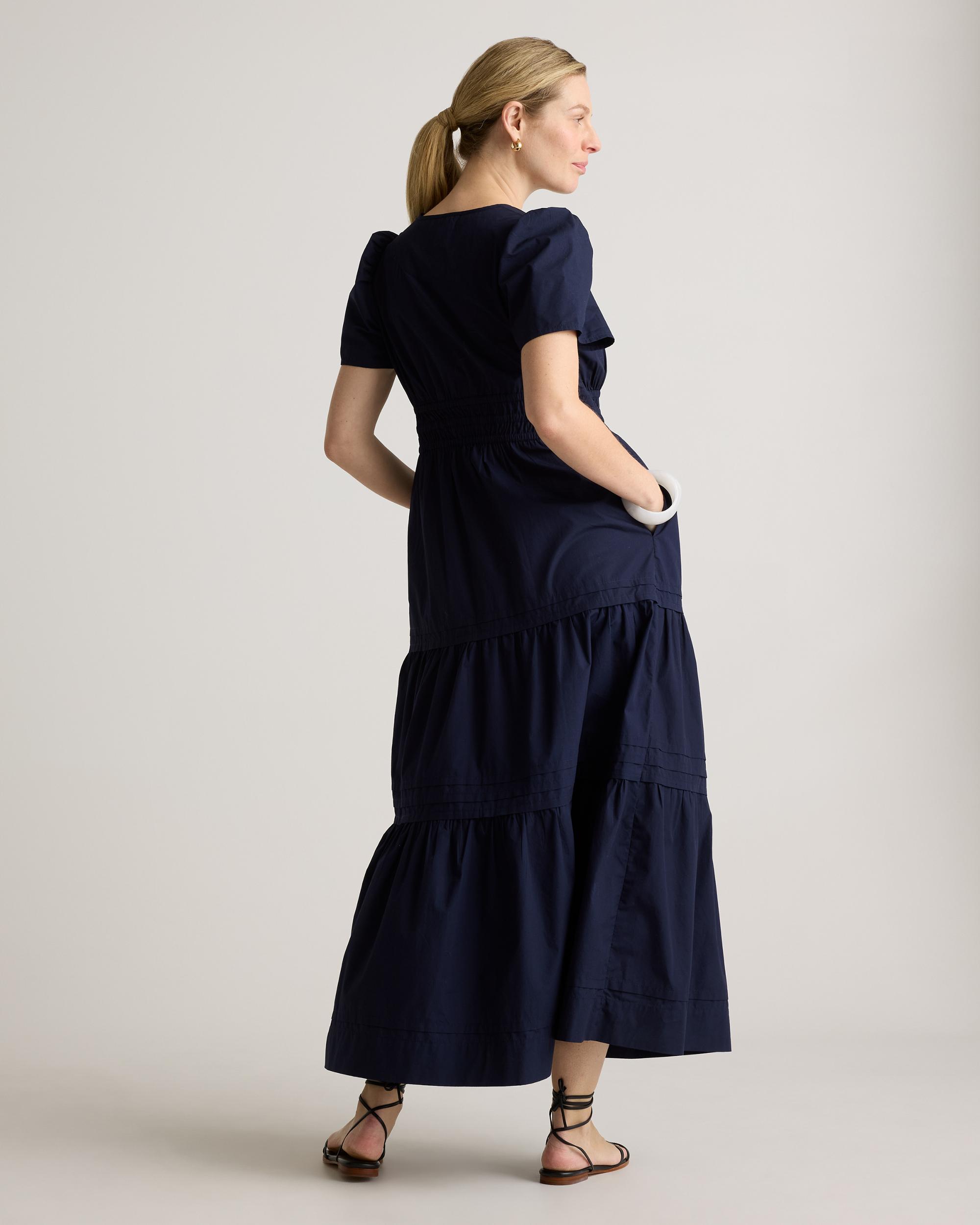 Quince | Women's Poplin Maternity Tiered Maxi Dress Size XS, Organic Cotton Product Image