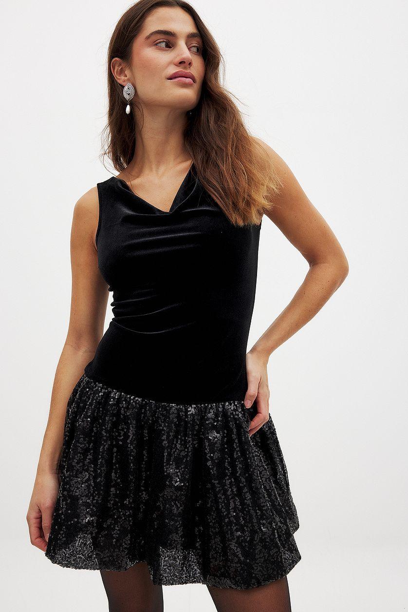 Sequin Balloon Mini Dress Product Image