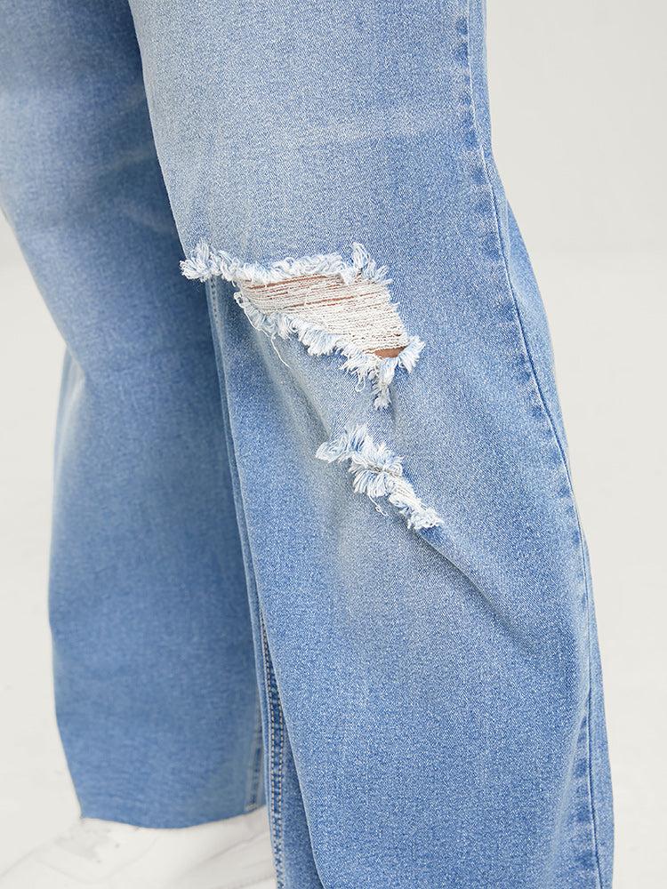 Boyfriend Wide Leg Slightly Stretchy High Rise Light Wash  Jeans Female Product Image