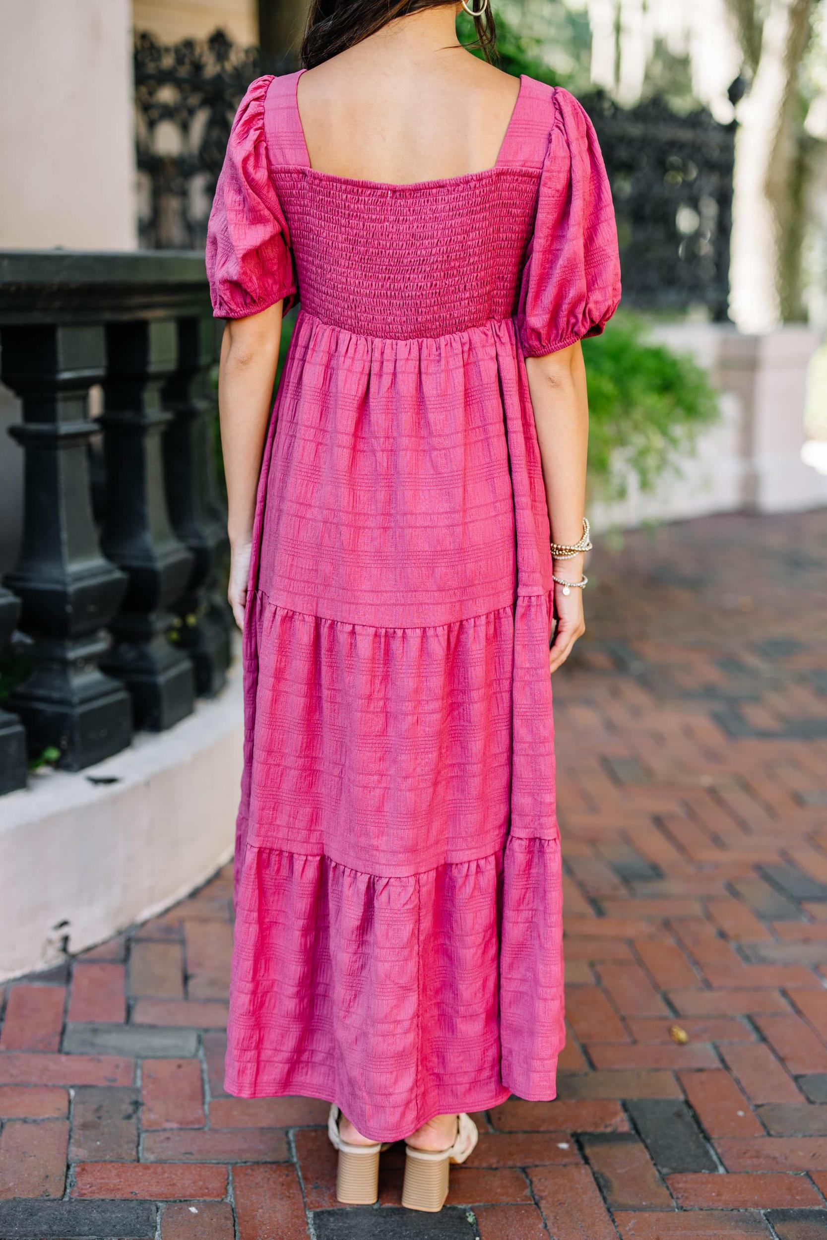 Think About It Wine Red Midi Dress Female Product Image