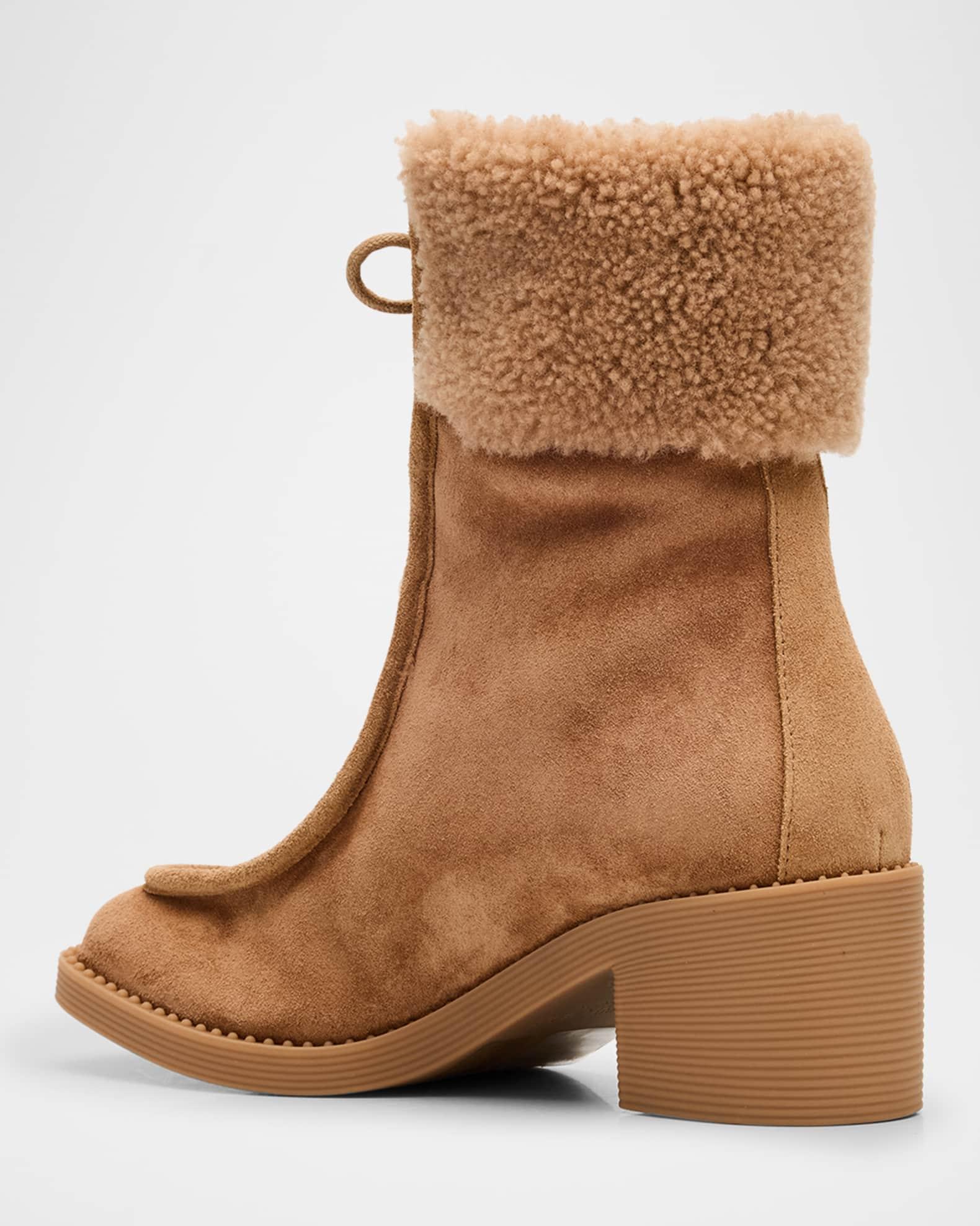 Hali 60 Suede Shearling-Collar Ankle Boots Product Image
