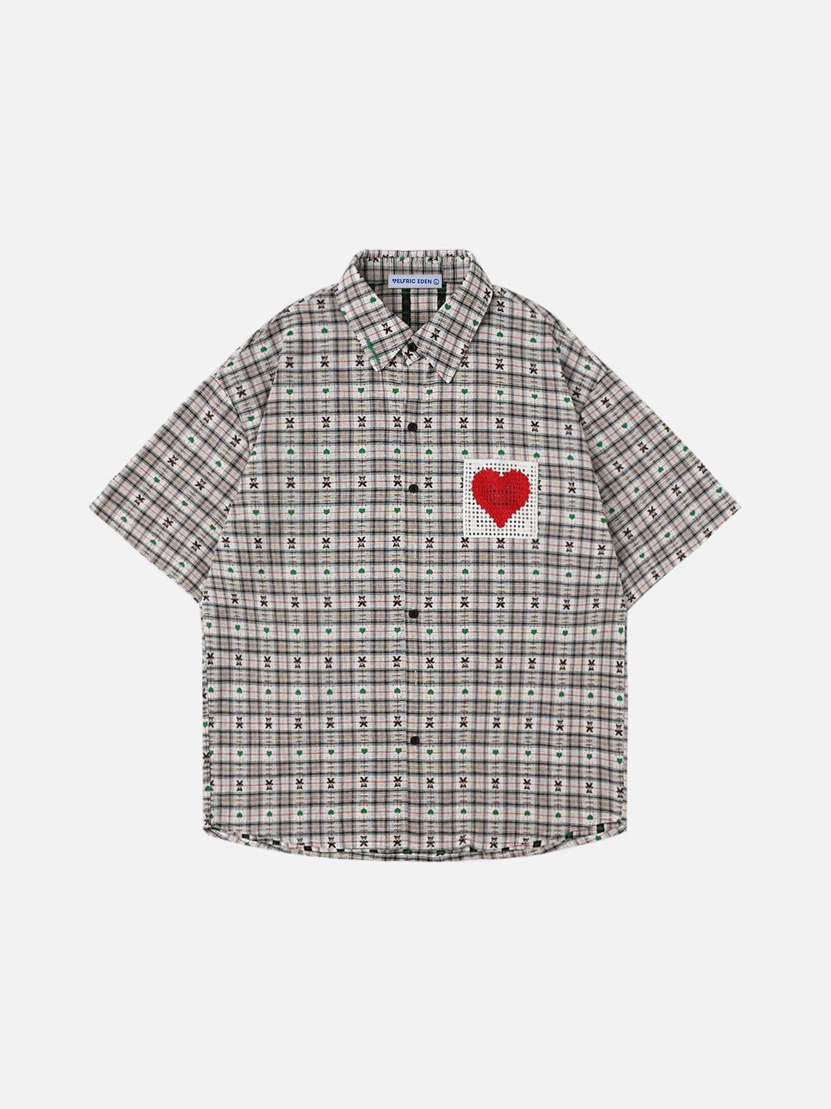 Aelfric Eden Crochet Heart Pocket Plaid Shirt Product Image