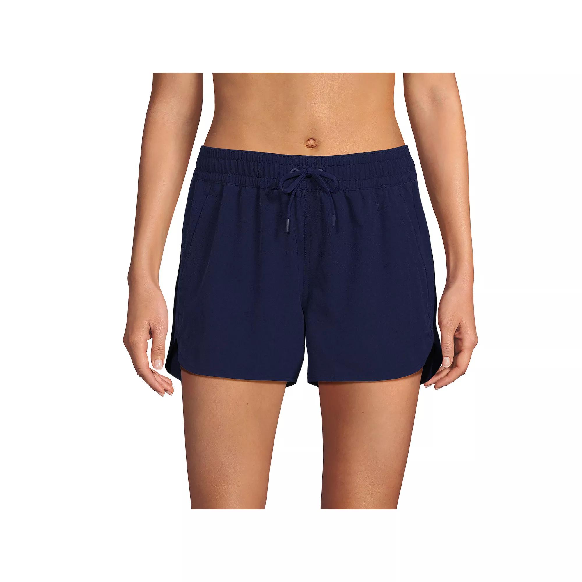 Women's Lands' End Woven Packable Dolphin Hem Swim Cover-Up Shorts,  Product Image