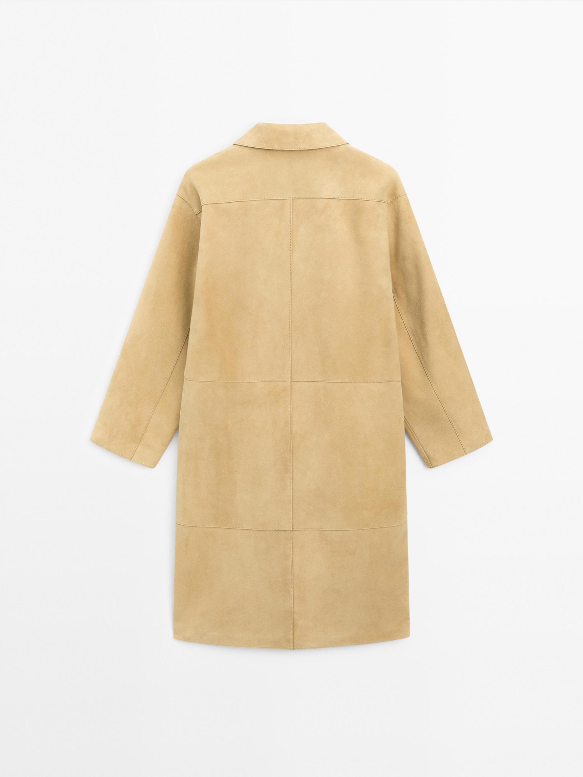 Long suede leather coat Product Image