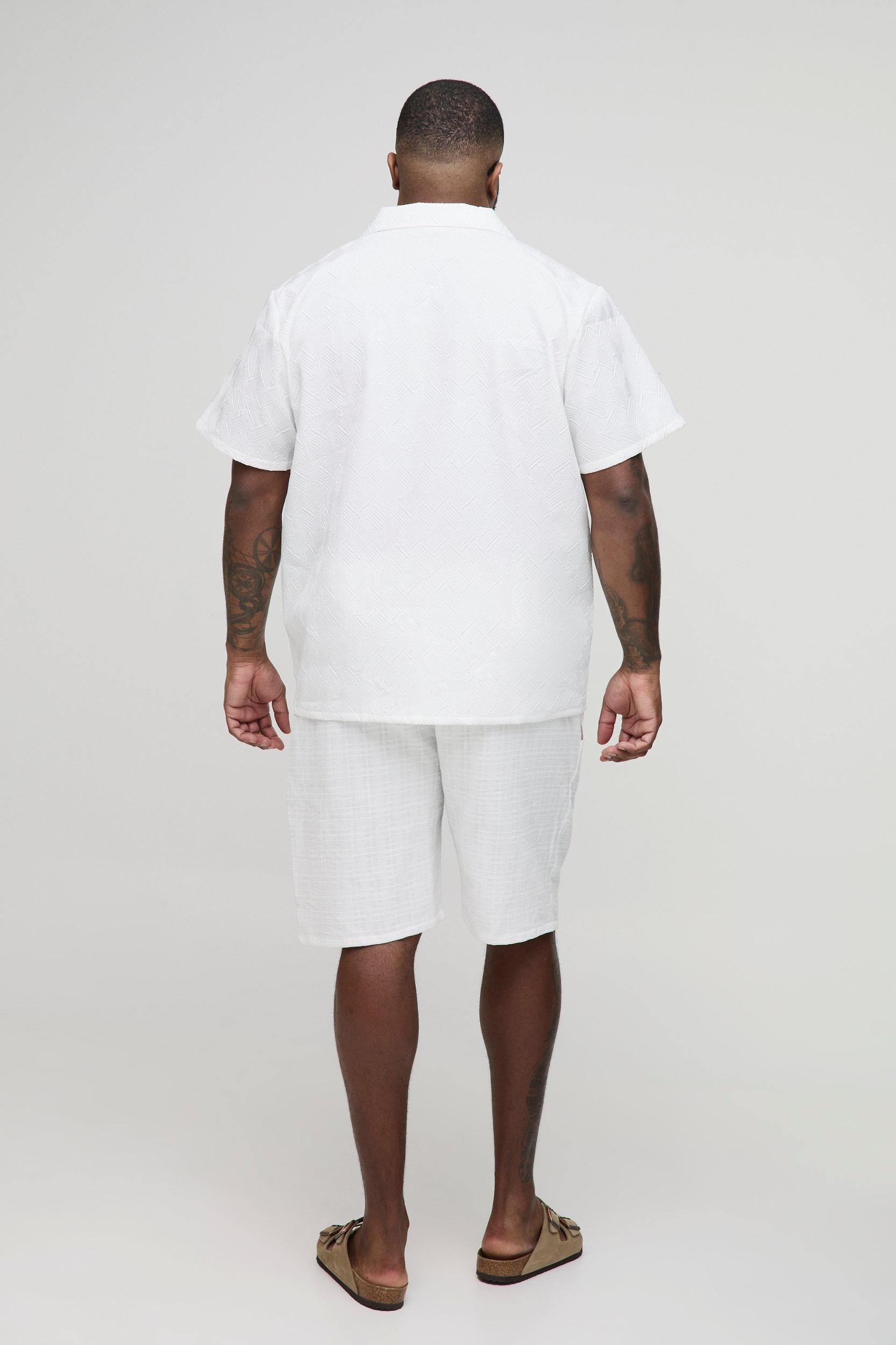 Plus Regular Fit Geo Jacquard Shirt | boohooMAN USA Product Image