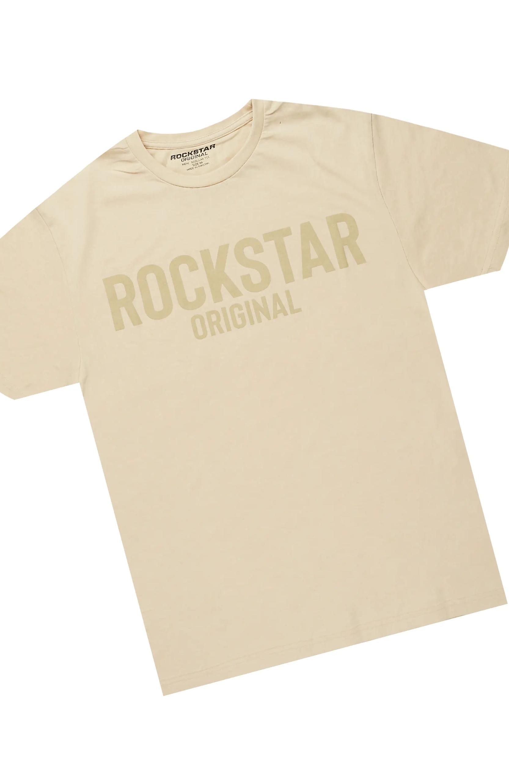 Sana Sand/Beige T-Shirt/Dag Stacked Flare Jean Set Male Product Image