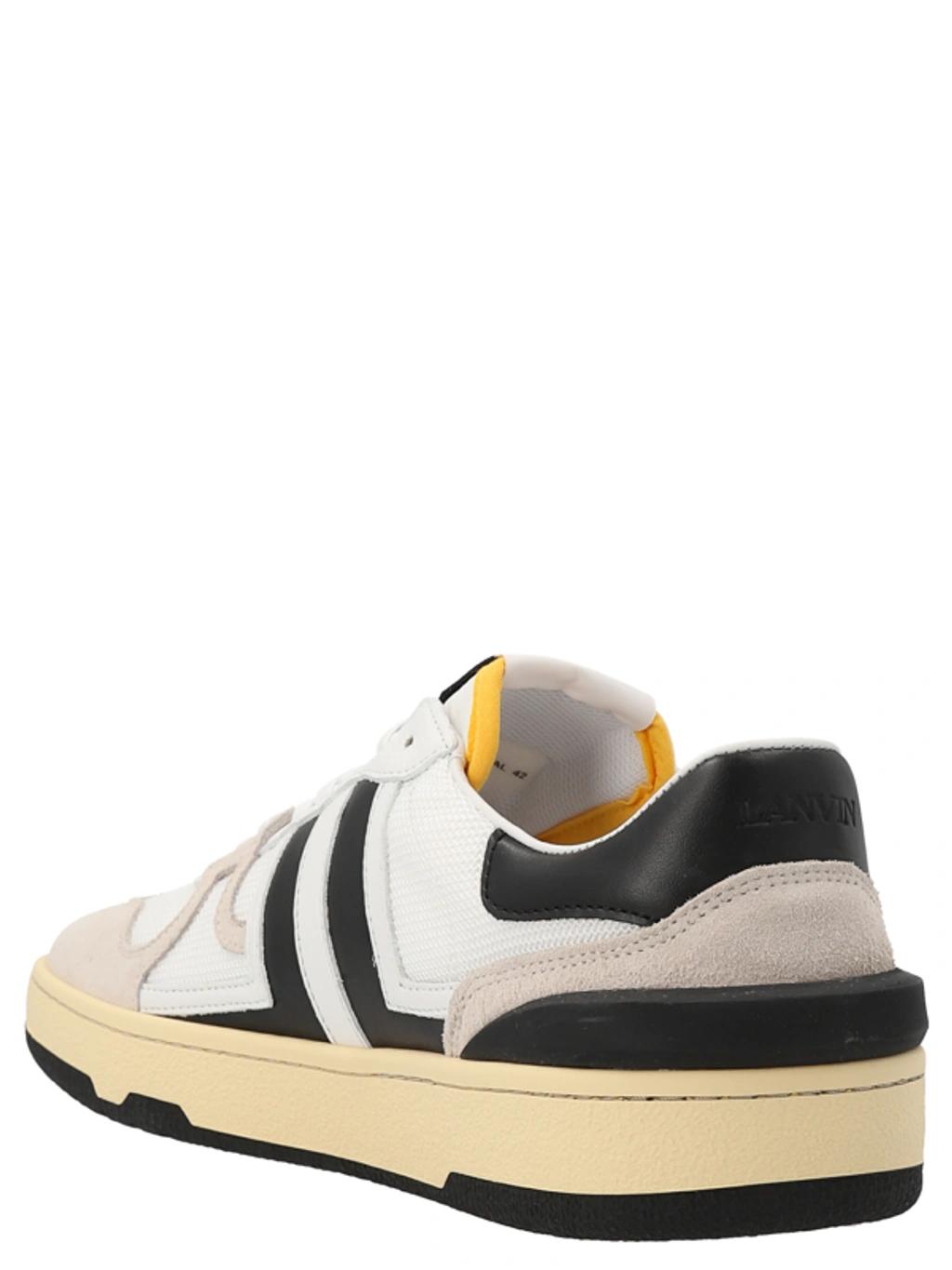 LANVIN Black And White Leather Clay Low Mesh Sneakers Product Image