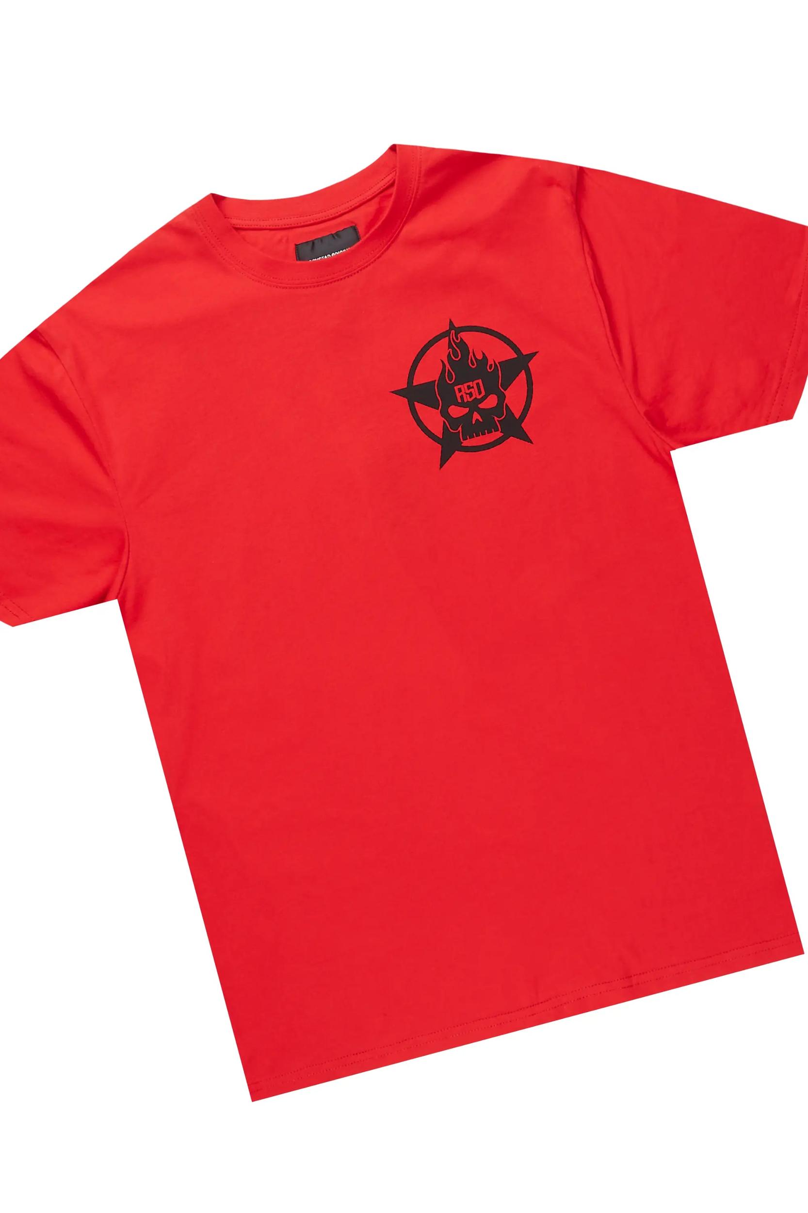 Keve Red T-Shirt Stacked Flare Track Set Male Product Image