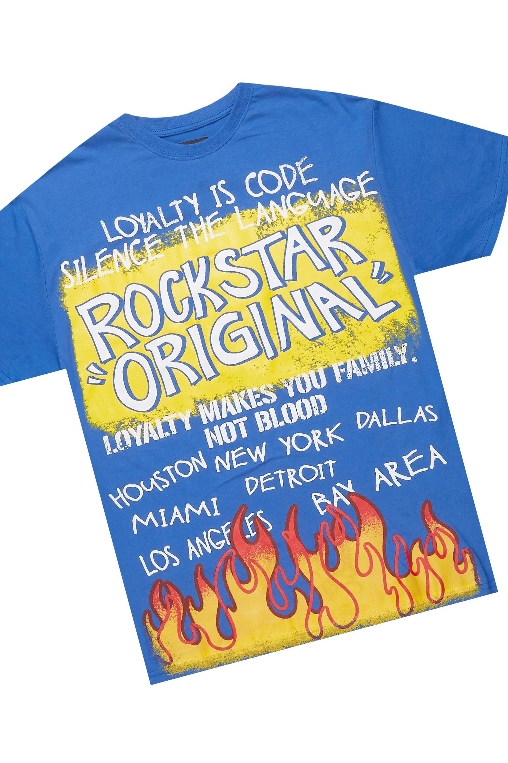 Beno Royal Blue Graphic T-Shirt Short Set Male Product Image