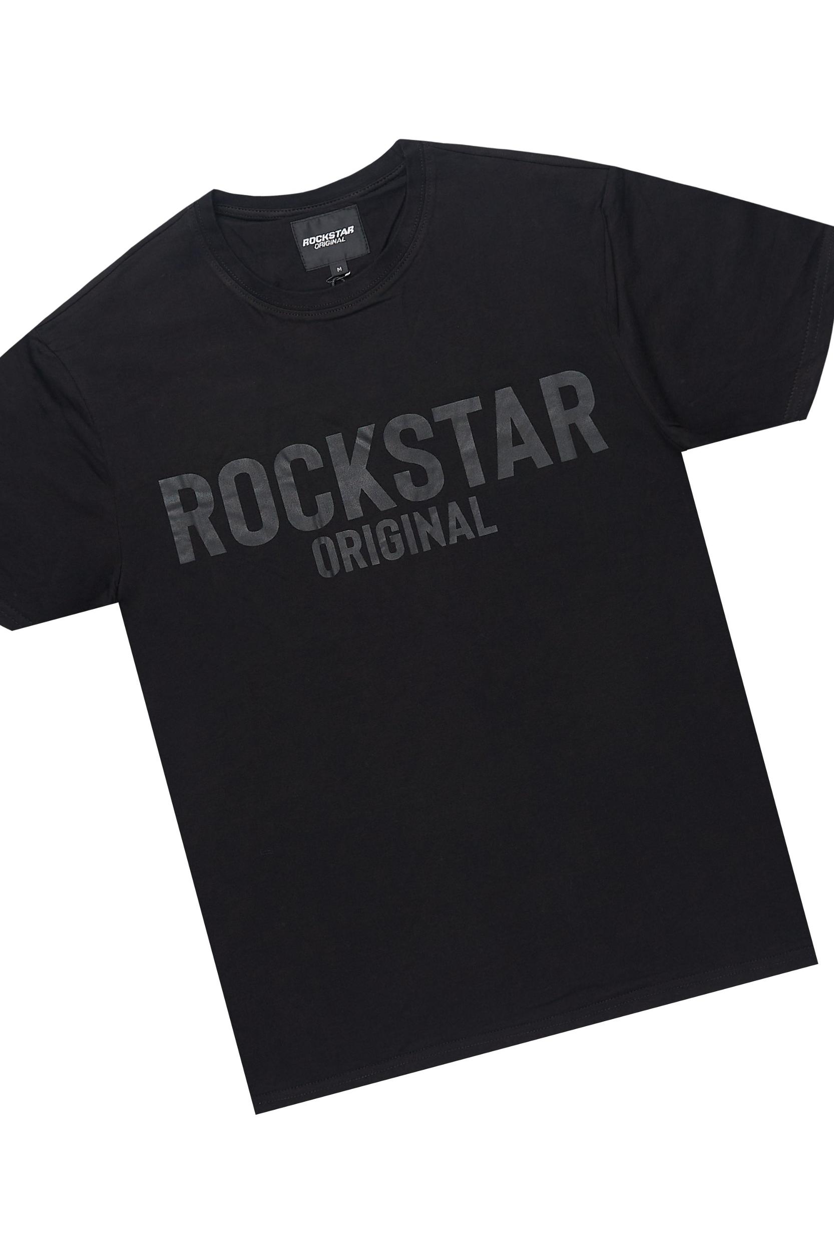 Sana Black T-Shirt/Stacked Track Pant Set Male Product Image