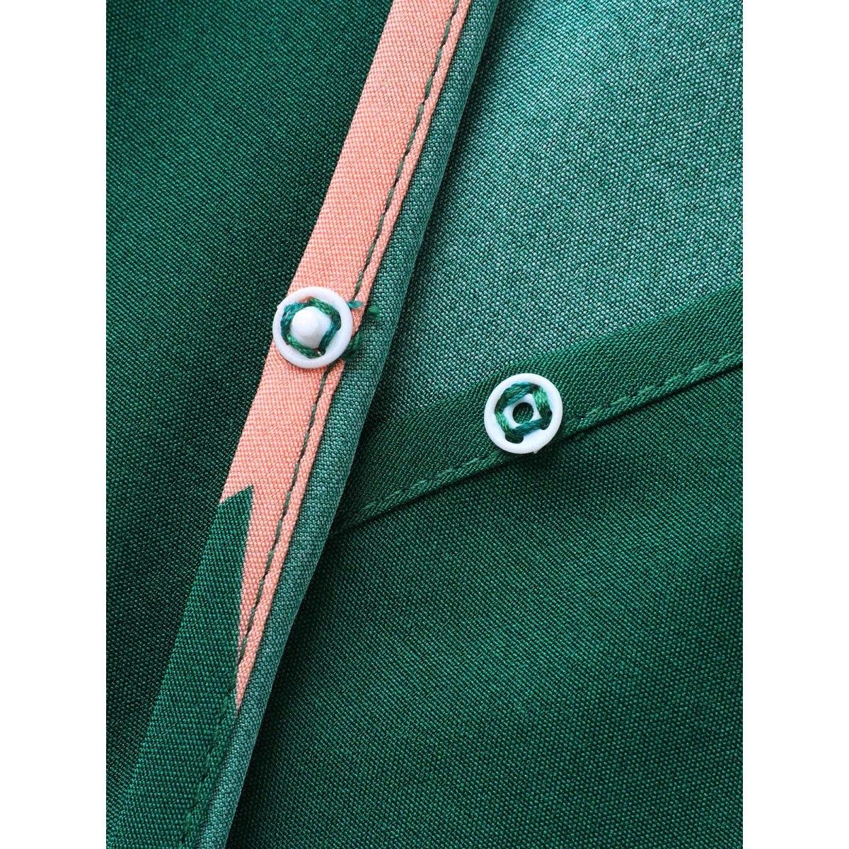 Plus Size Abstract Belted Side Slit Surplice Midi Dress Emerald Women Overlap Collar Short sleeve Curvy BloomChic 26/4X Product Image