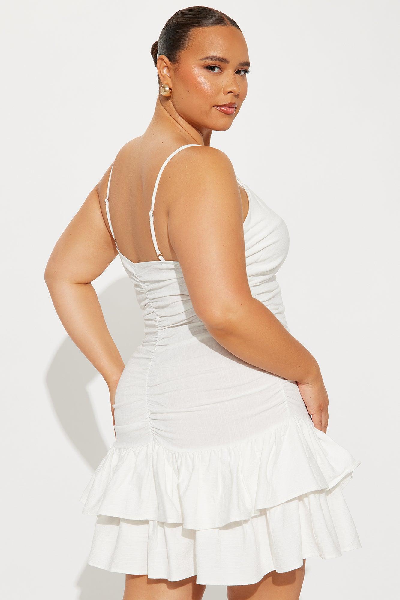 Charlise Stretch Linen Micro Mini Dress - White Product Image