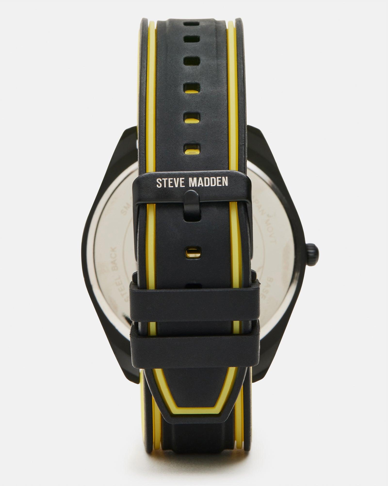 MEN'S SILICONE WATCH BLACK/YELLOW Male Product Image