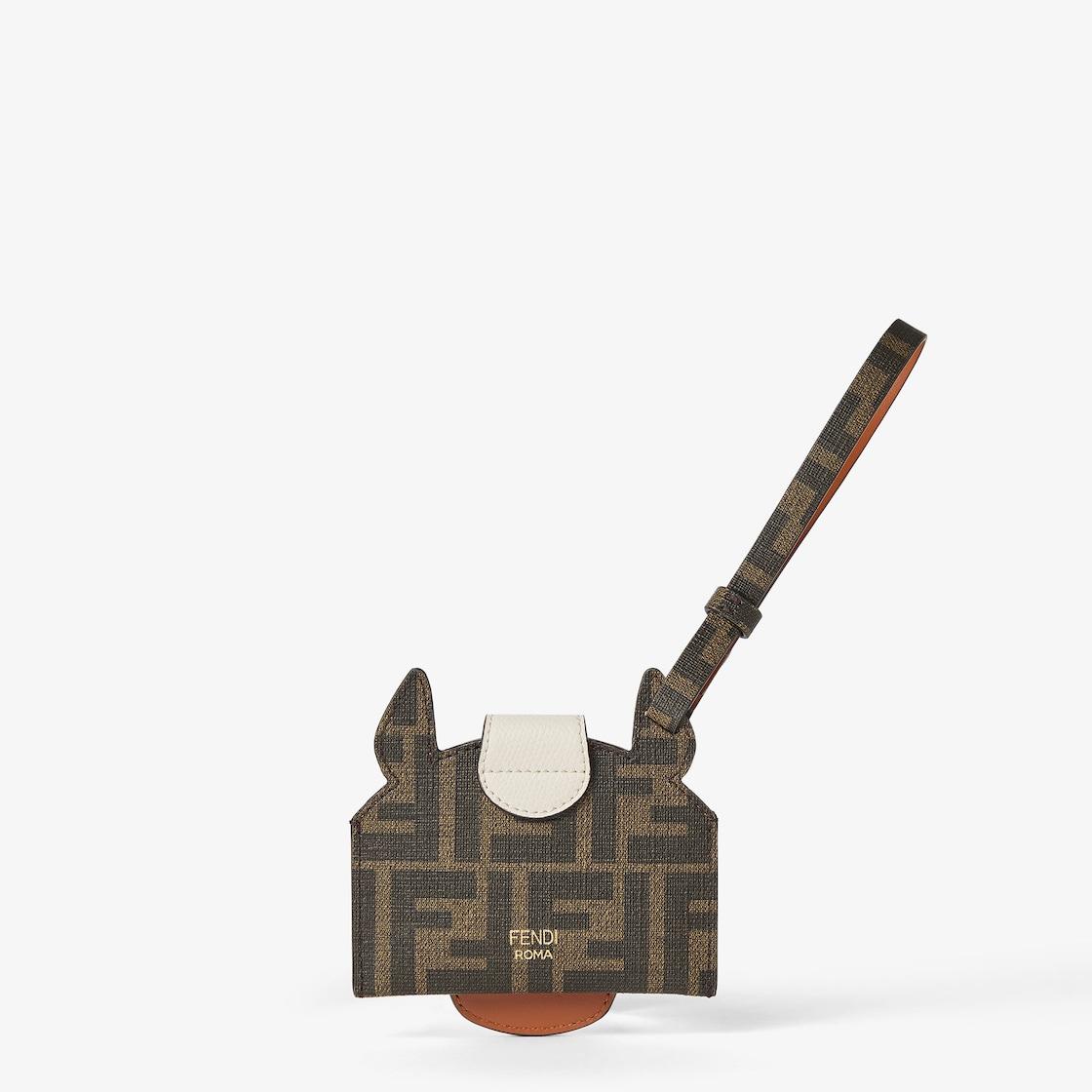 Fendi Best Friends Forever Card CaseCard holder in FF fabric and brown leather Product Image