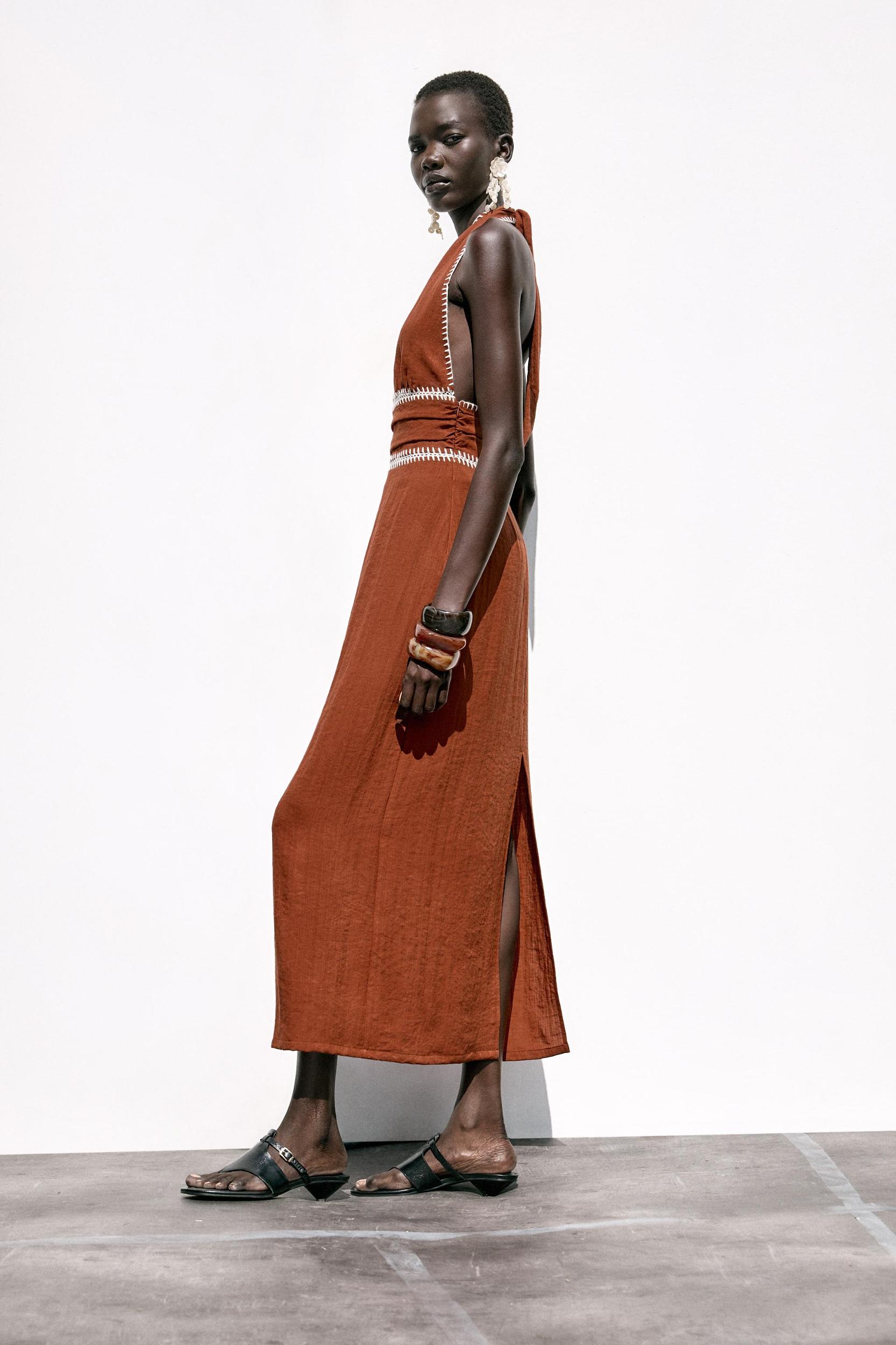 EMBROIDERED MIDI DRESS Product Image