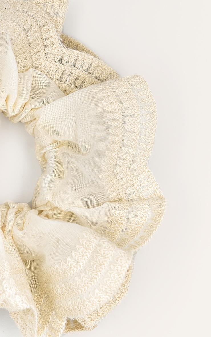 Cream Embroidered Scrunchie Product Image